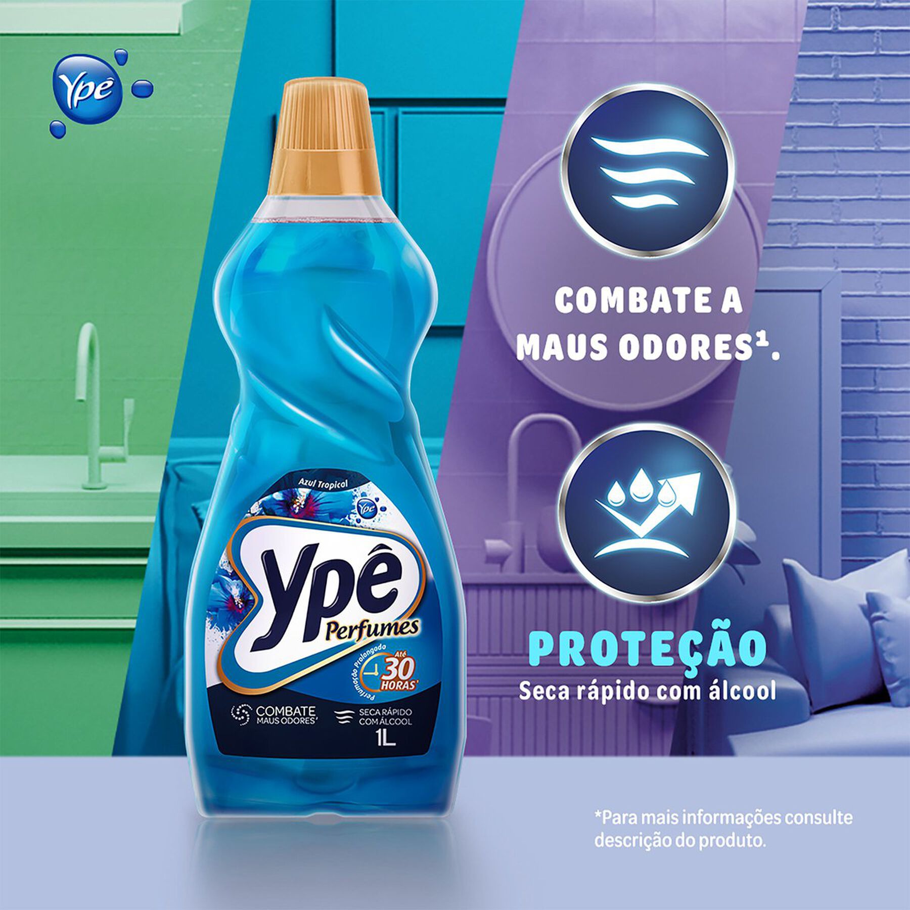 Limpador Perfumado Azul Tropical Yp&ecirc; Premium Frasco 1l