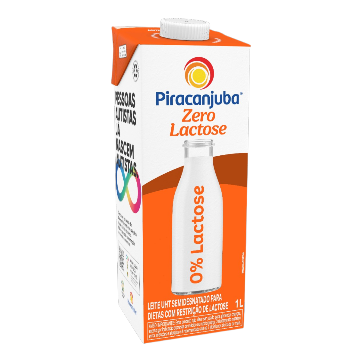 Leite UHT Semidesnatado Zero Lactose Piracanjuba Caixa com Tampa 1l