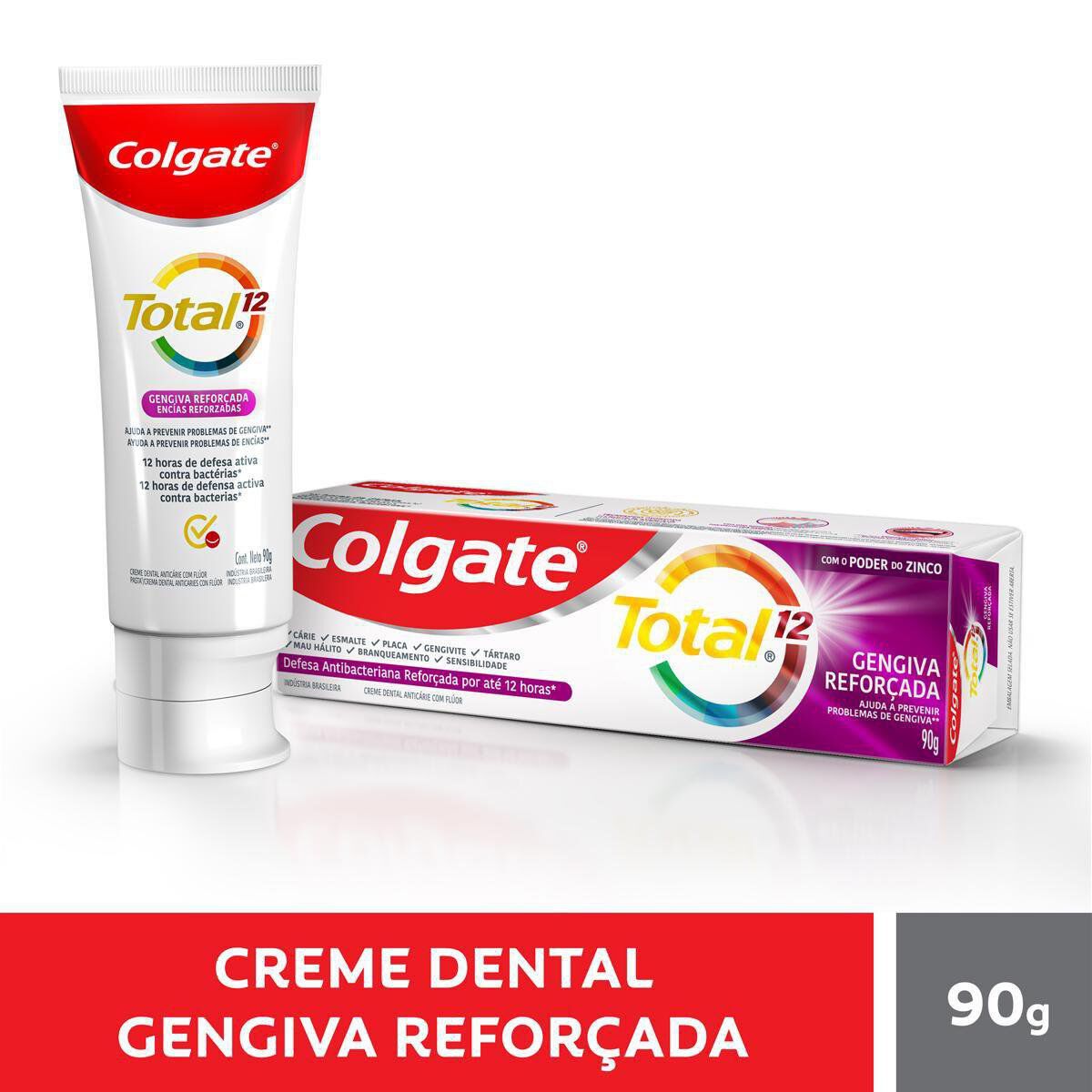Creme Dental Gengiva Refor&ccedil;ada Total 12 Colgate Caixa 90g