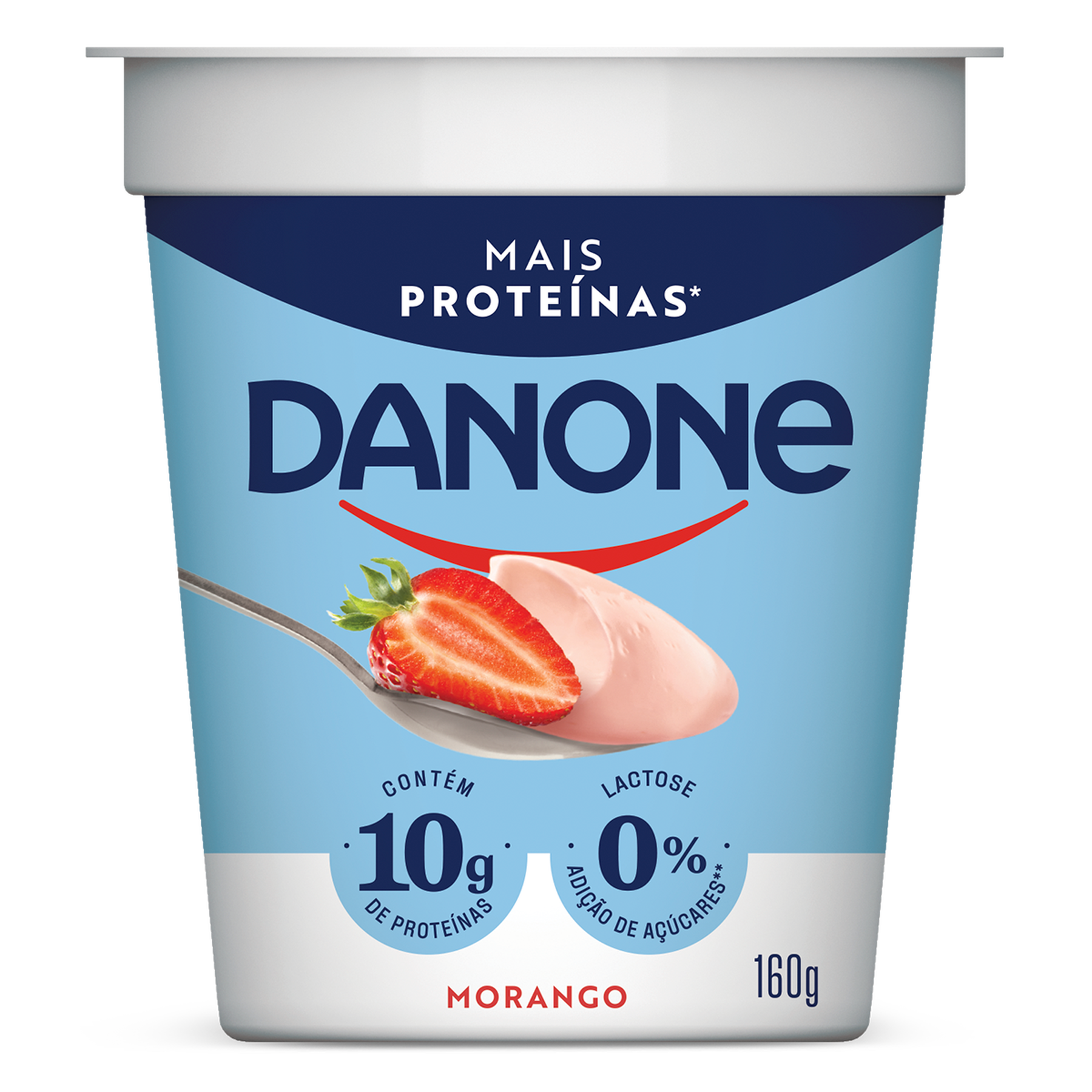Iogurte Desnatado Morango Zero Lactose Danone Mais Prote&iacute;nas Copo 160g