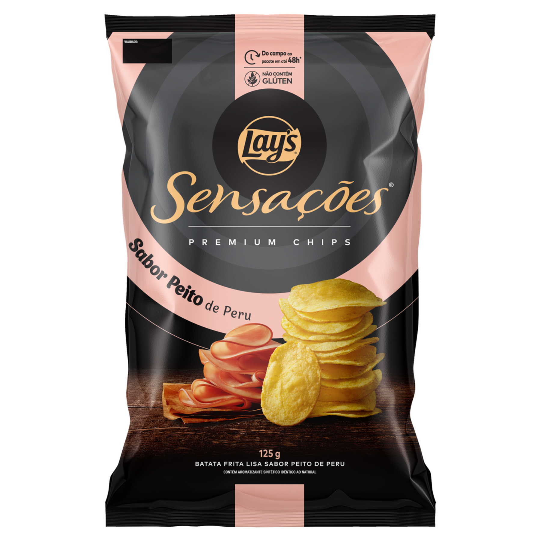 Batata Frita Lisa Peito de Peru Premium Chips Lay's Sensa&ccedil;&otilde;es Pacote 125g