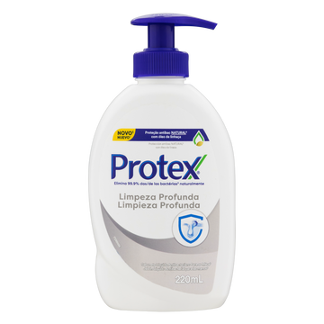 Sabonete Líquido Antibacteriano para as Mãos Limpeza Profunda Protex Frasco 220ml