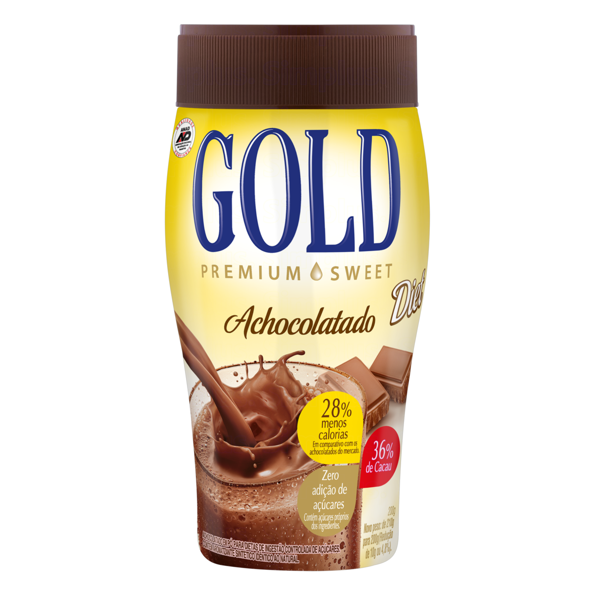 Achocolatado em P&oacute; Diet Gold Premium Sweet Pote 200g