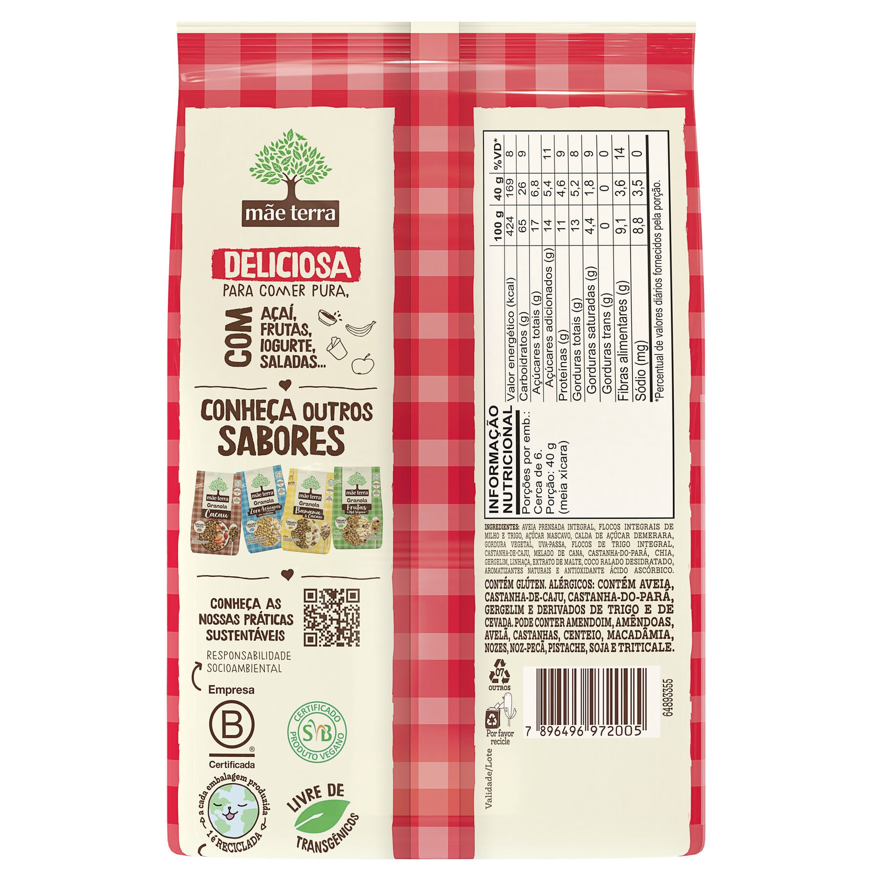 Granola Tradicional com Castanhas Brasileiras Mãe Terra Pacote 250g
