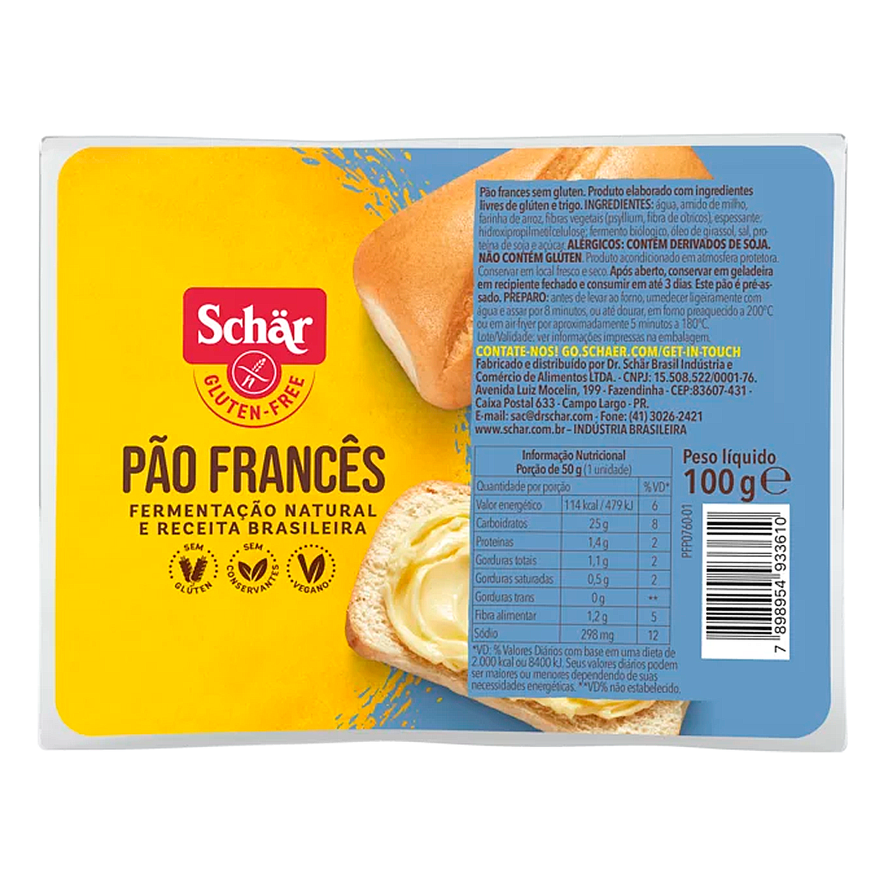 P&atilde;o Franc&ecirc;s sem Gl&uacute;ten Sch&auml;r Bandeja 100g