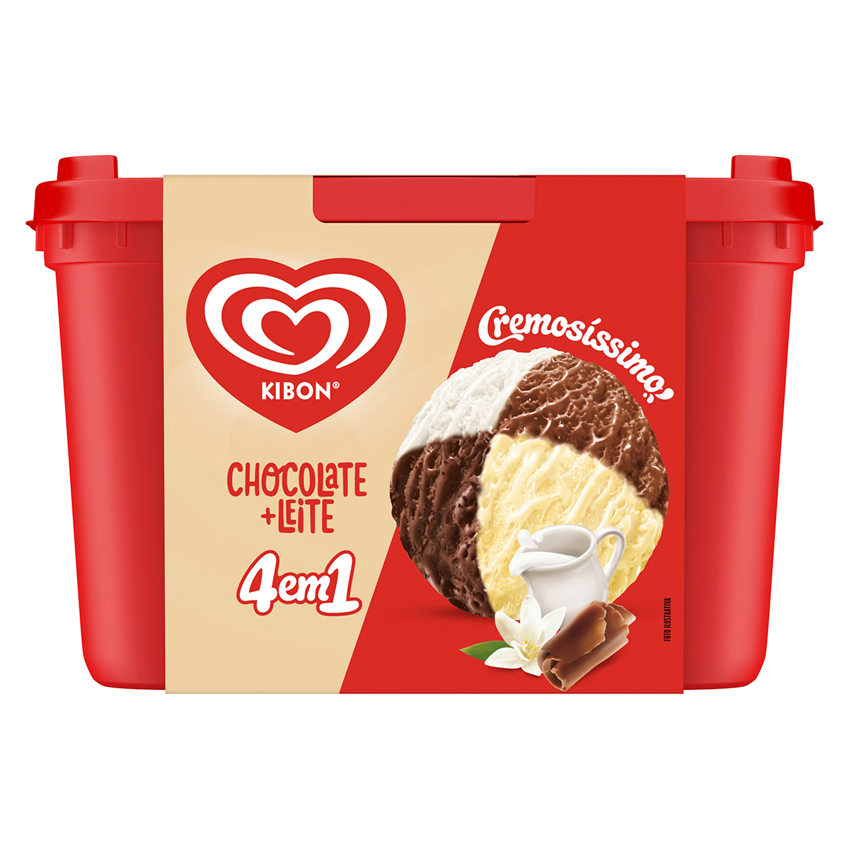 Sorvete 4 em 1 Chocoleite Cremos&iacute;ssimo Kibon Pote 2l