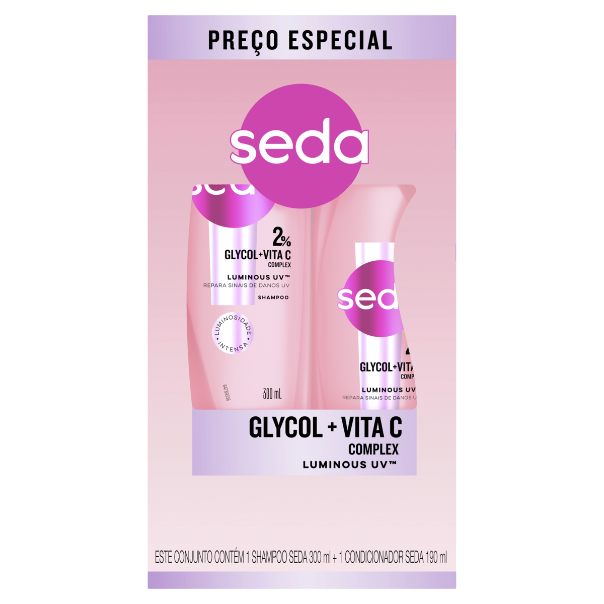 Shampoo 300ml + Condicionador 190ml Luminous UV Seda