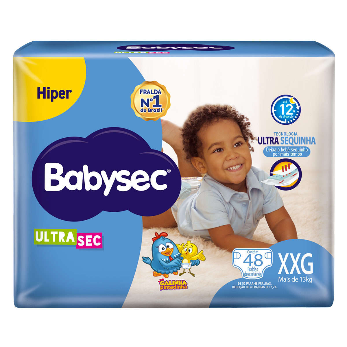 Fralda Descart&aacute;vel Ultra Sec Hiper Babysec XXG Pacote C/48 Unidades