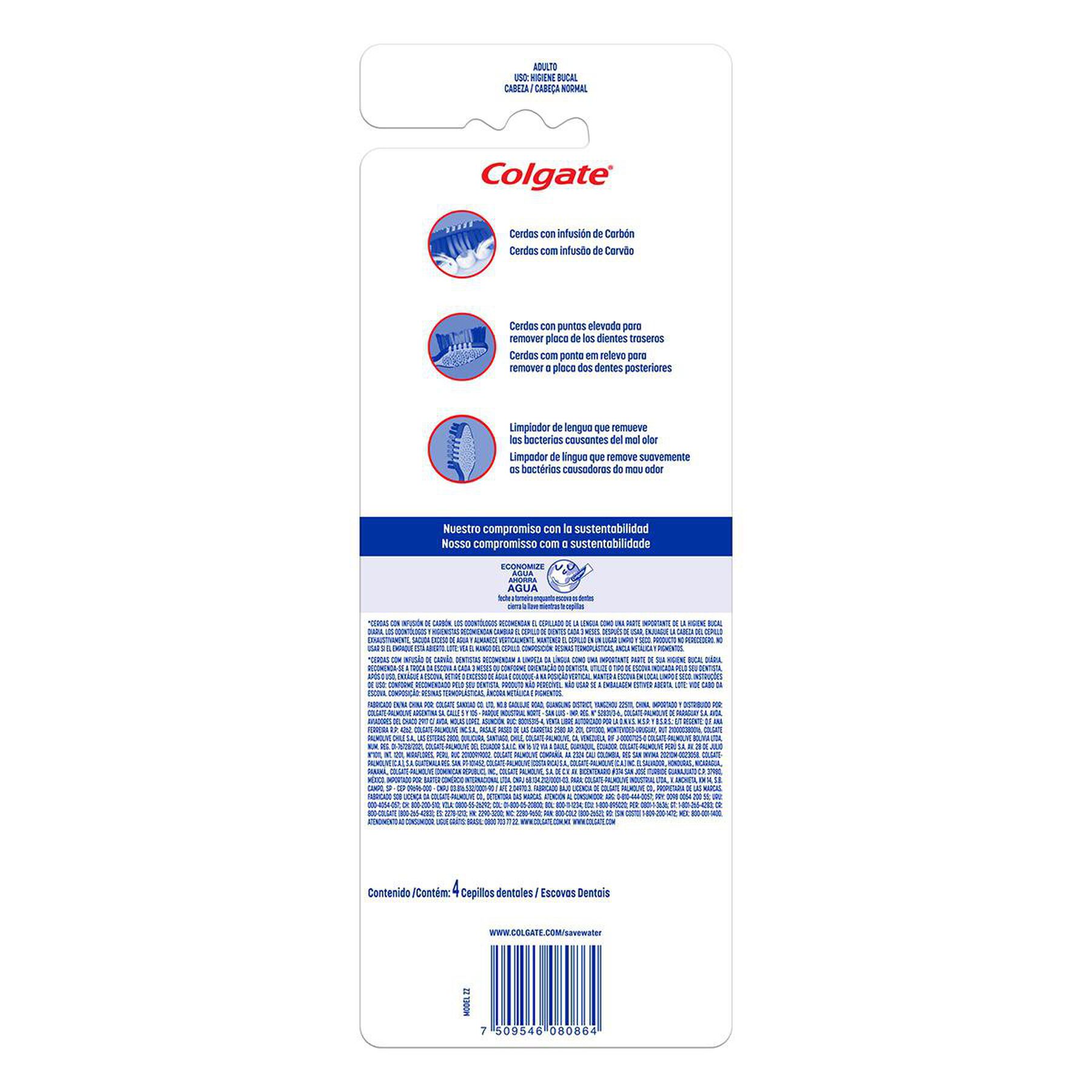 Escova Dental Média Infusão de Carvão Zig Zag Colgate C/4 Unidades