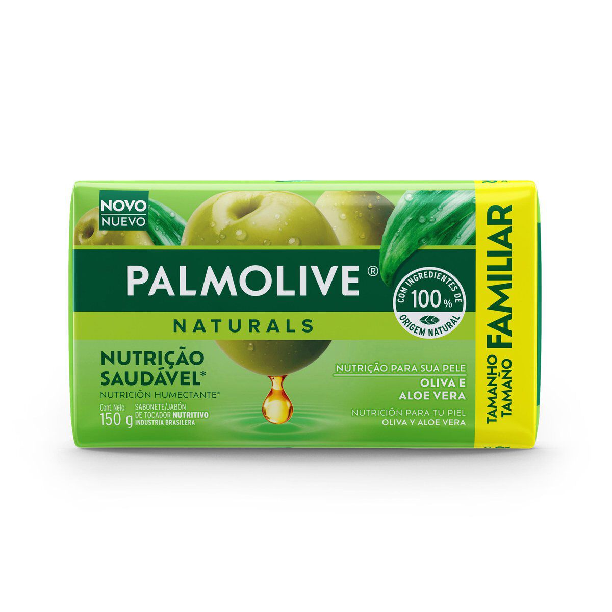 Sabonete em Barra Nutri&ccedil;&atilde;o Saud&aacute;vel Oliva e Aloe Vera Palmolive Naturals Envolt&oacute;rio 150g - Embalagem Tamanho Familiar