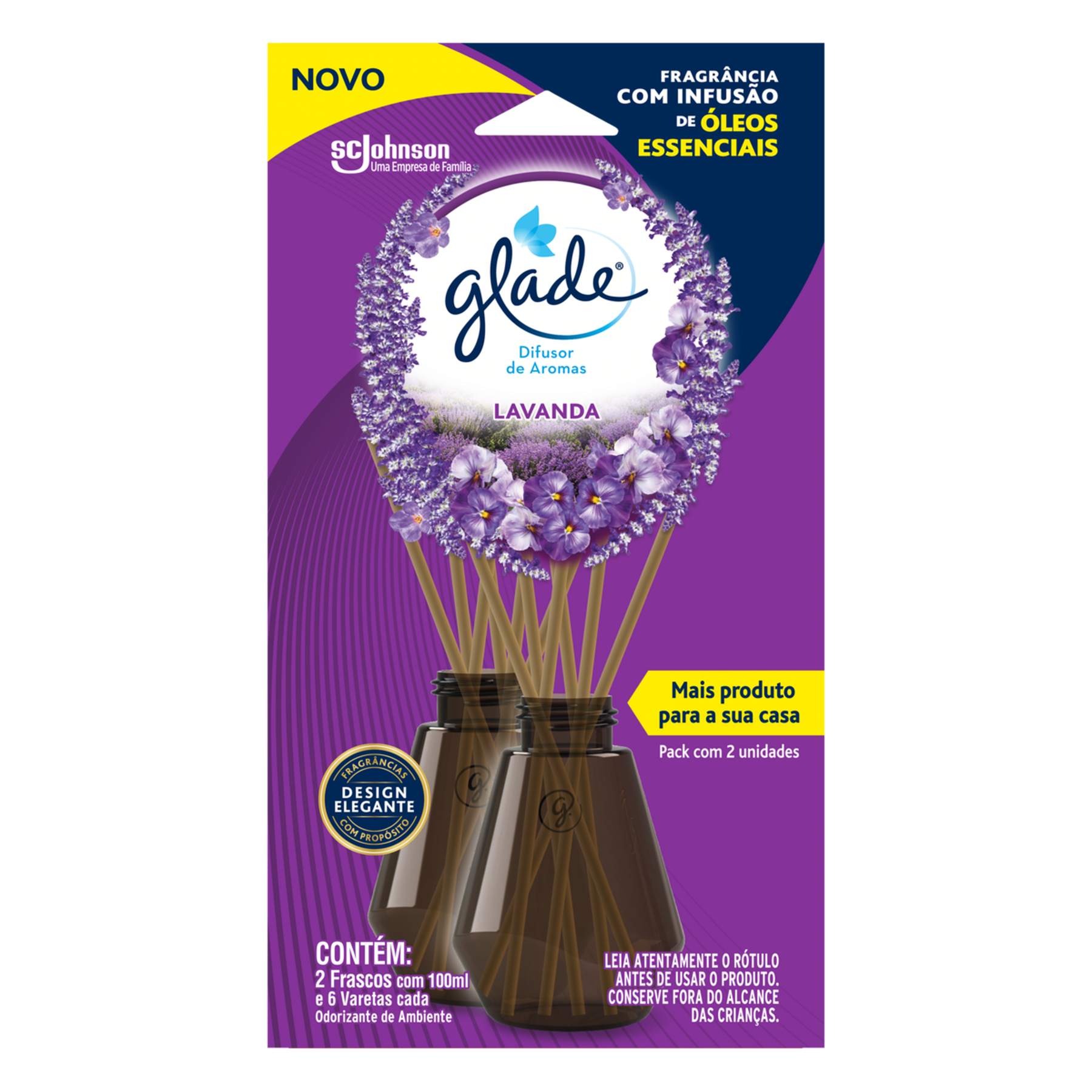 Difusor de Aromas Lavanda Glade Caixa C/2 Unidades 100ml Cada
