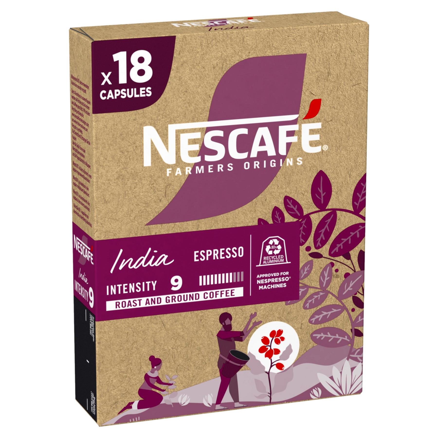 Caf&eacute; em C&aacute;psula Espresso &Iacute;ndia Nescaf&eacute; Farmers Origins Caixa 79,2g C/18 Unidades