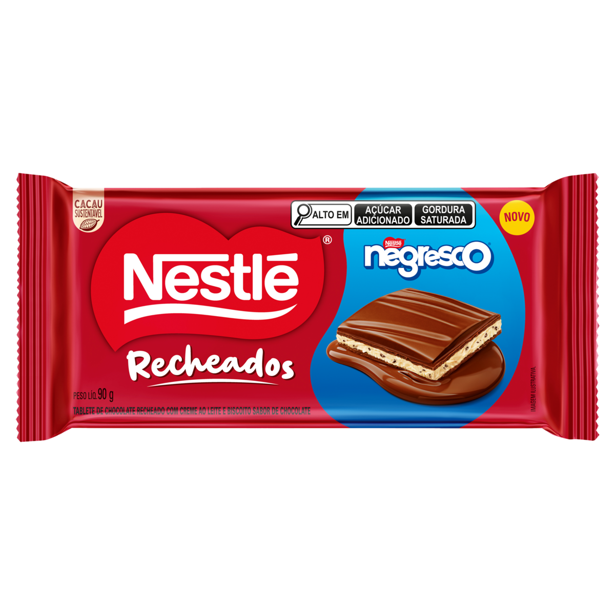 Chocolate Negresco Nestl&eacute; Recheados Pacote 90g