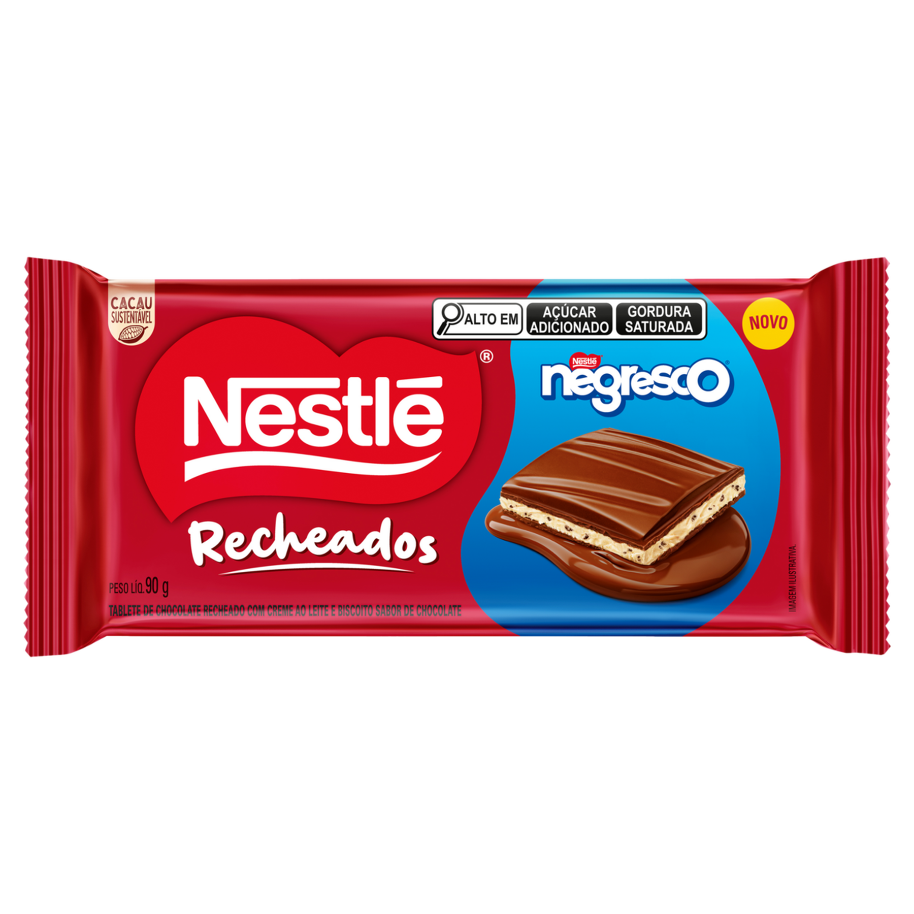 Chocolate Negresco Nestl&eacute; Recheados Pacote 90g