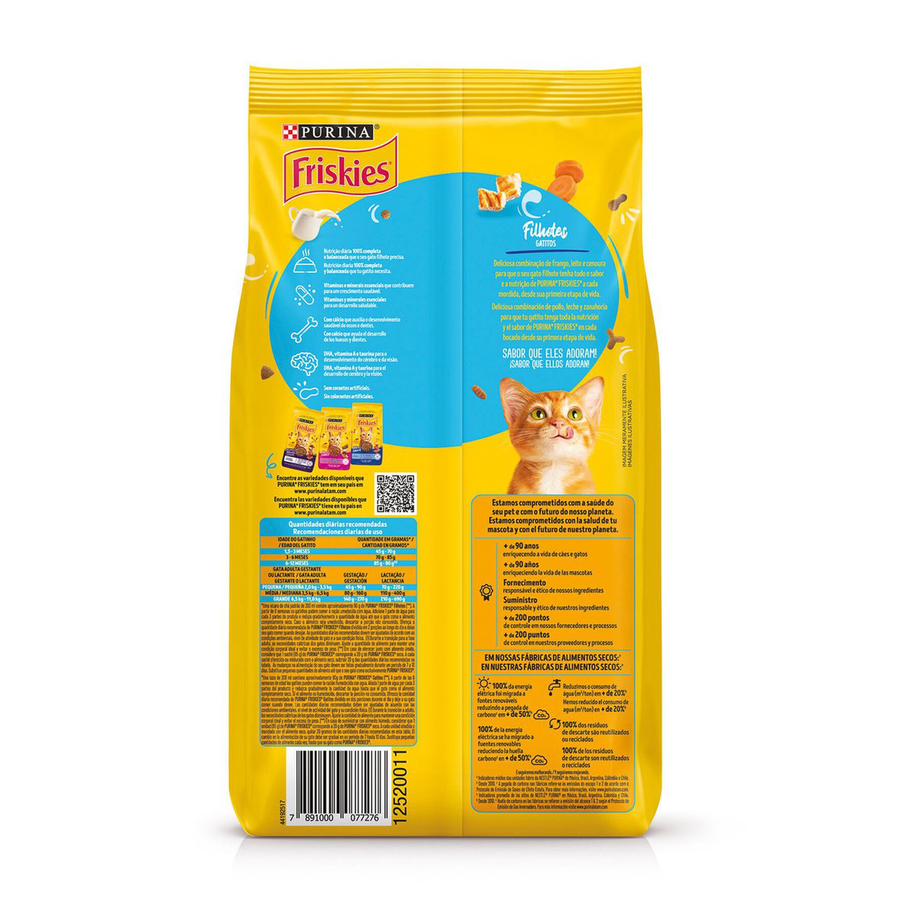Alimento para Gatos Filhotes Frango, Cenoura e Leite Friskies Purina Pacote 1kg