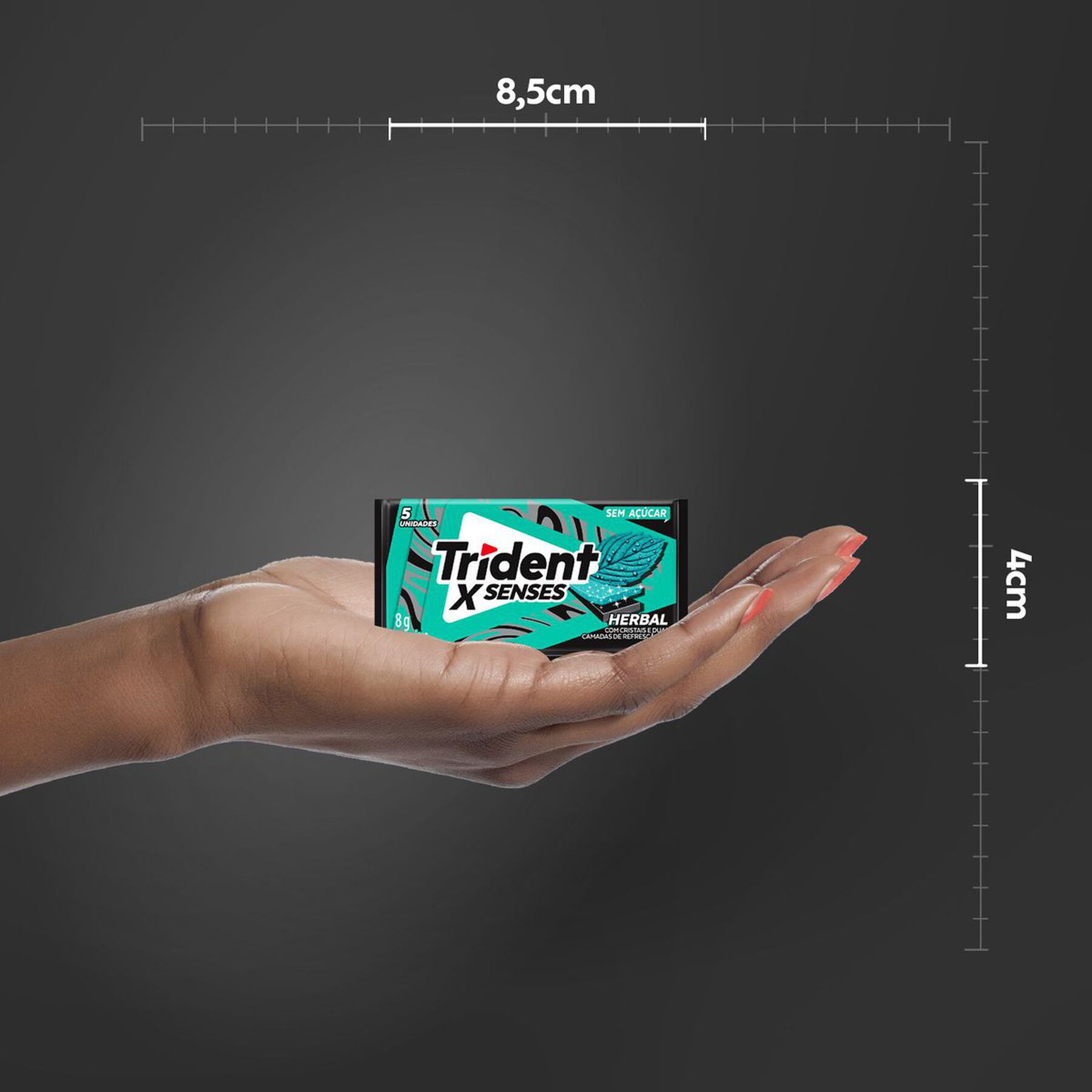 Chiclete Trident XSenses Herbal Sem Açúcar 8g - Embalagem com 5 unid.