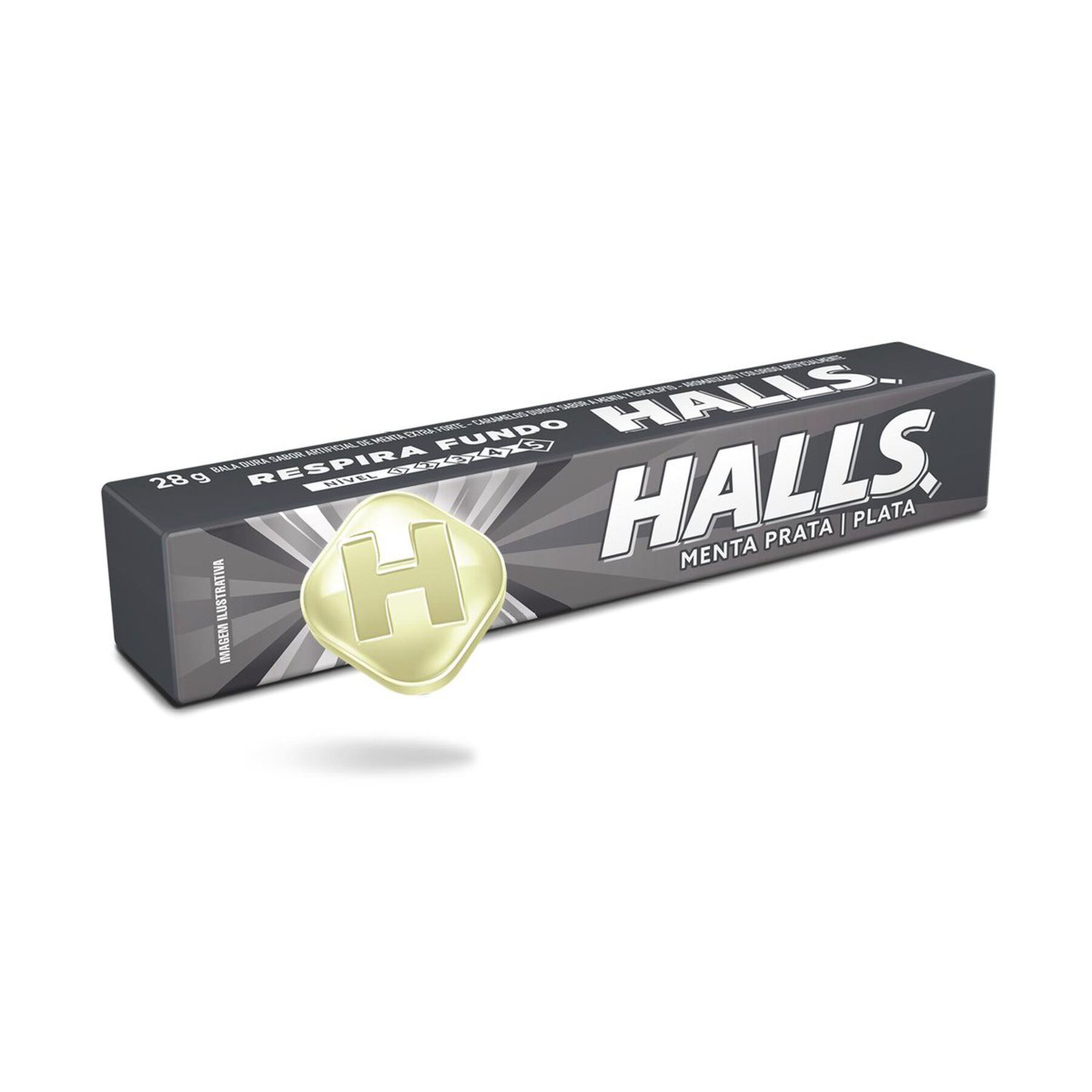 Bala de Menta Prata Halls Pacote 28g