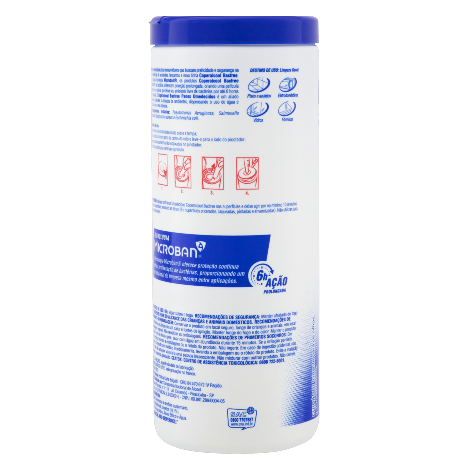 Pano Umedecido Álcool 70° INPM Clássico Coperalcool Bacfree 20cm x 18cm 35 Unidades