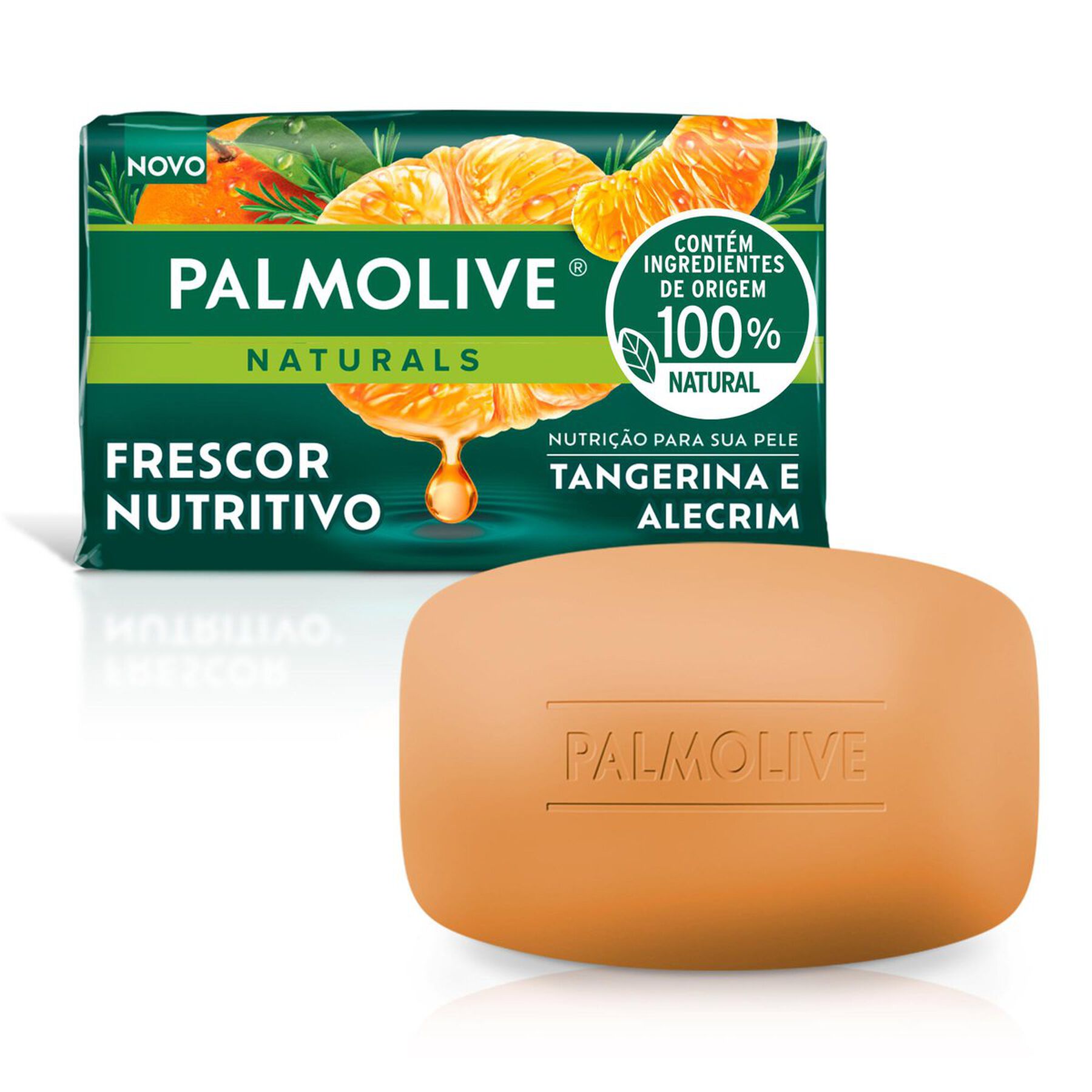 Sabonete em Barra Frescor Nutritivo Tangerina e Alecrim Palmolive Naturals Envoltório 150g - Embalagem Tamanho Familiar