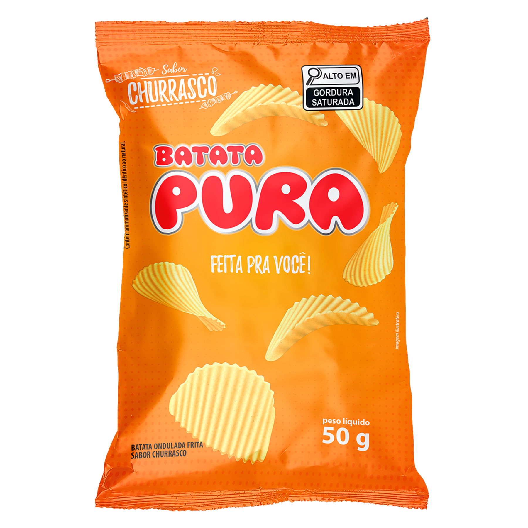 Batata Frita Ondulada Churrasco Batata Pura Pacote 50g