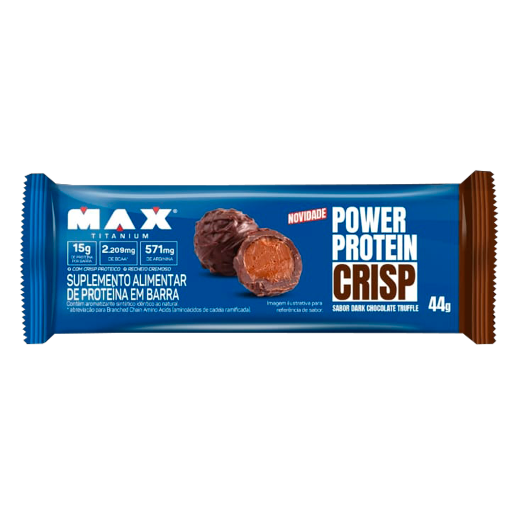 Suplemento Alimentar de Proteína em Barra Dark Chocolate Truffle Power Protein Crisp Max Titanium 44g