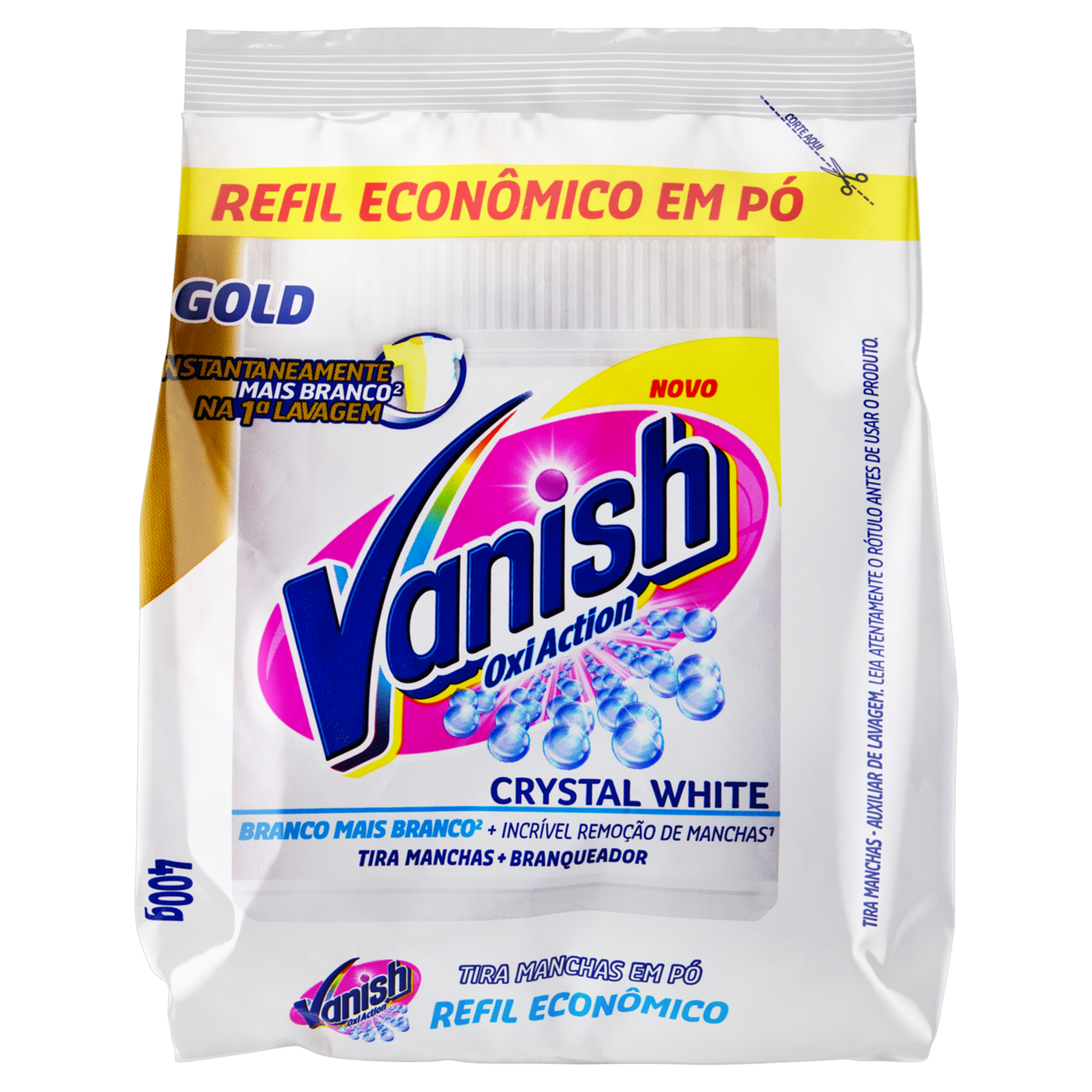 Tira-Manchas em Pó Branqueador Vanish Oxi Action Crystal White Pacote 400g Refil Econômico