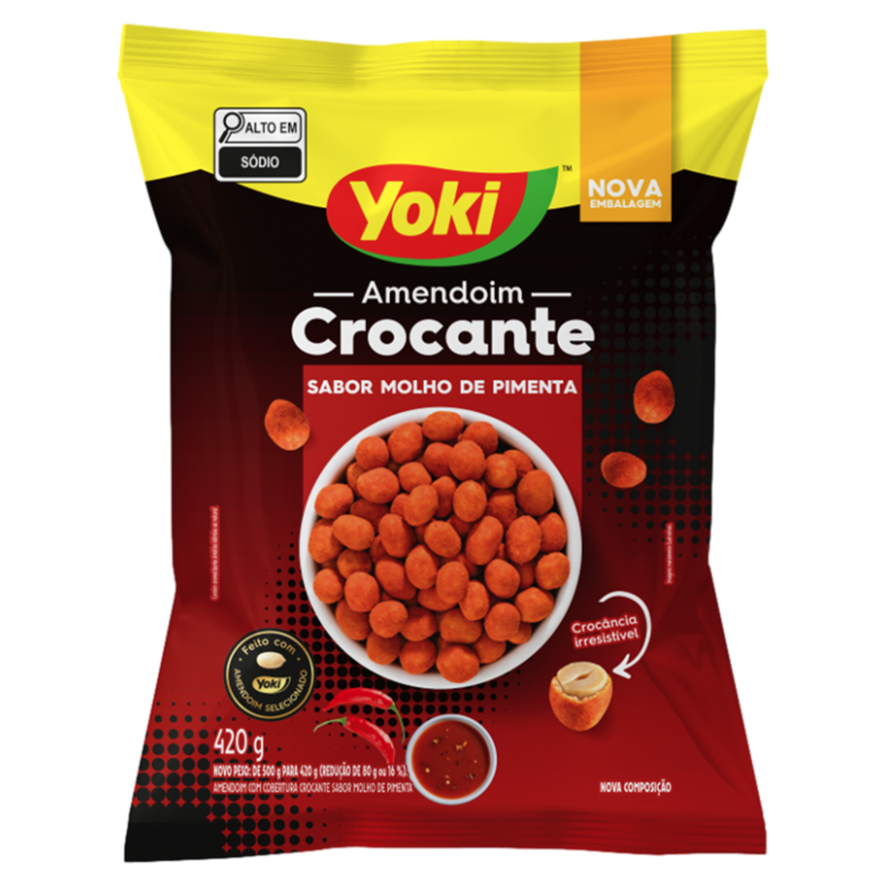 Amendoim Crocante Molho de Pimenta Yoki Pacote 420g