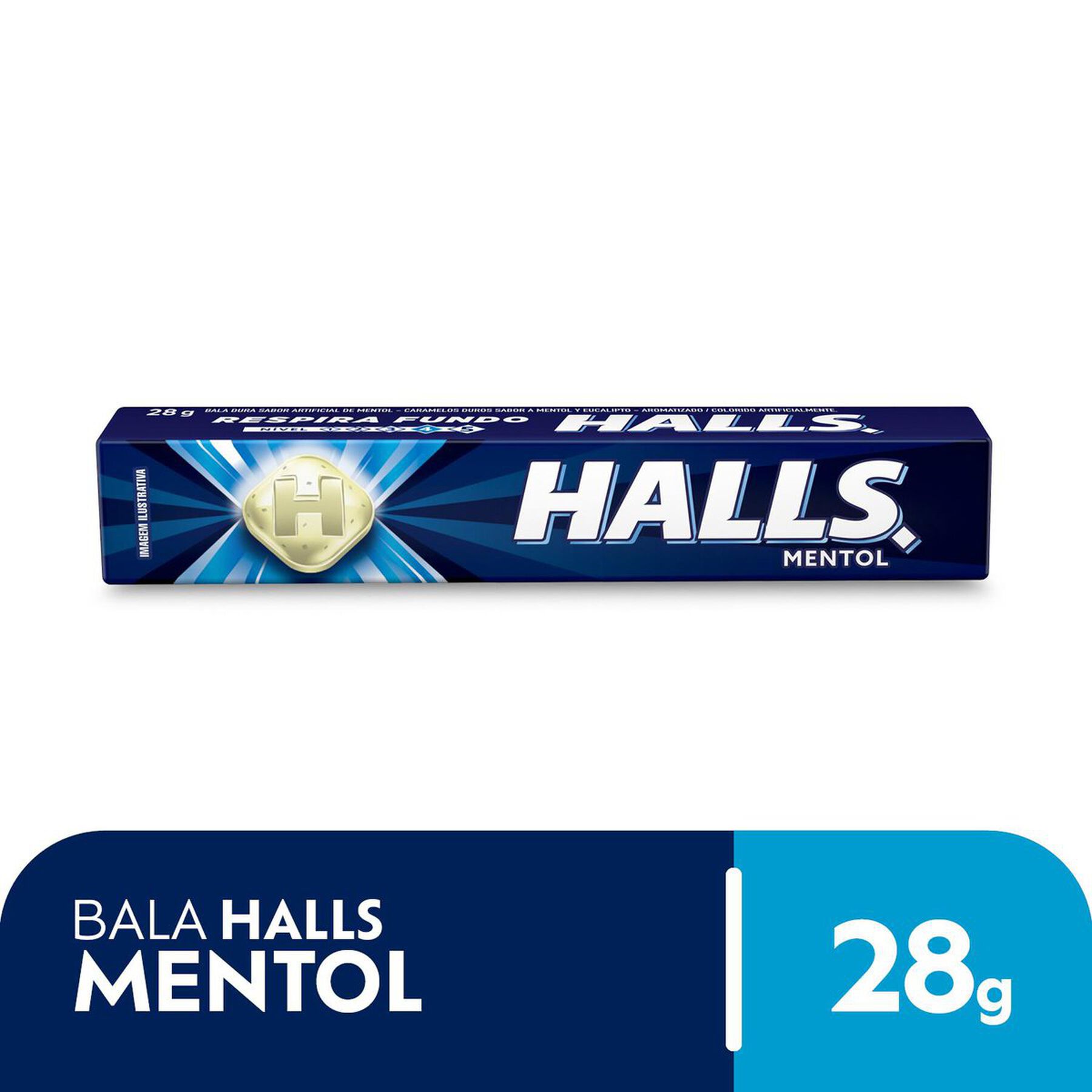 Bala Mentol Halls Pacote 28g