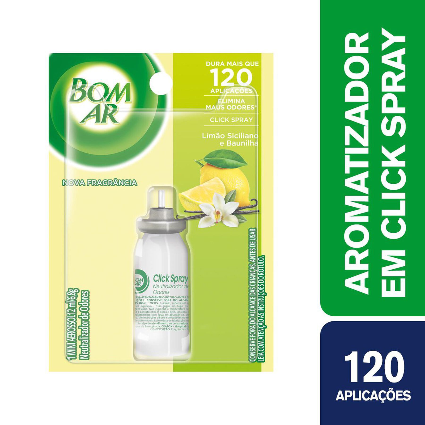 Odorizador de Ambiente Lim&atilde;o Siciliano e Baunilha Click Spray Bom Ar Blister 12ml Refil