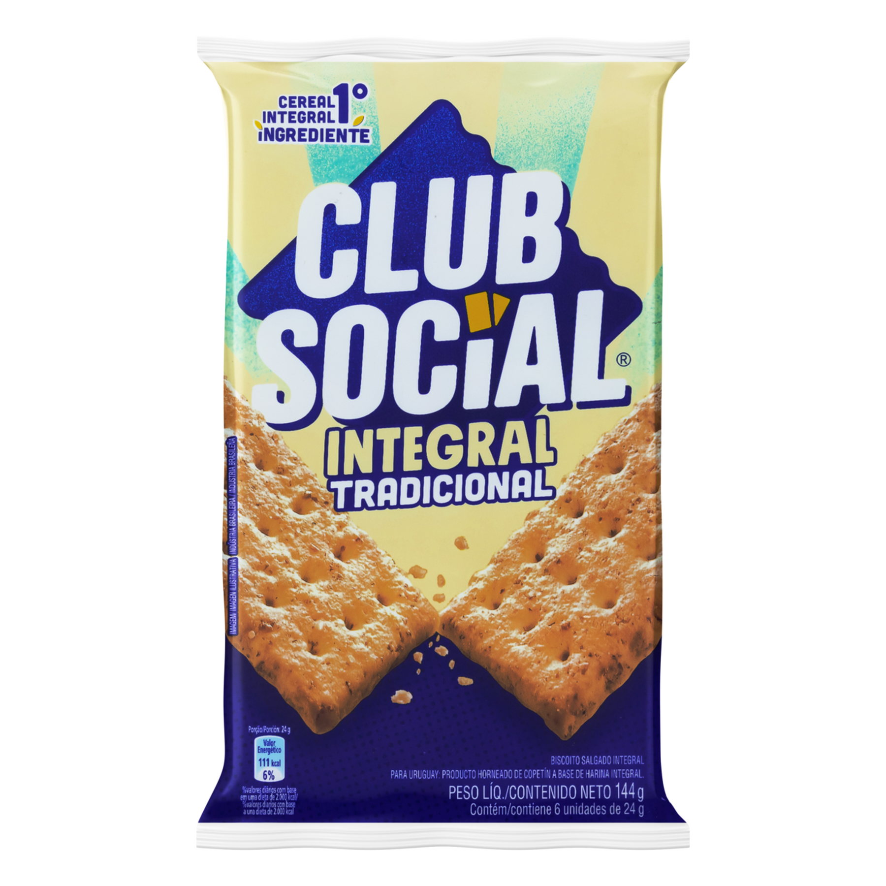 Biscoito Integral Tradicional Club Social Pacote 144g C/6 Unidades