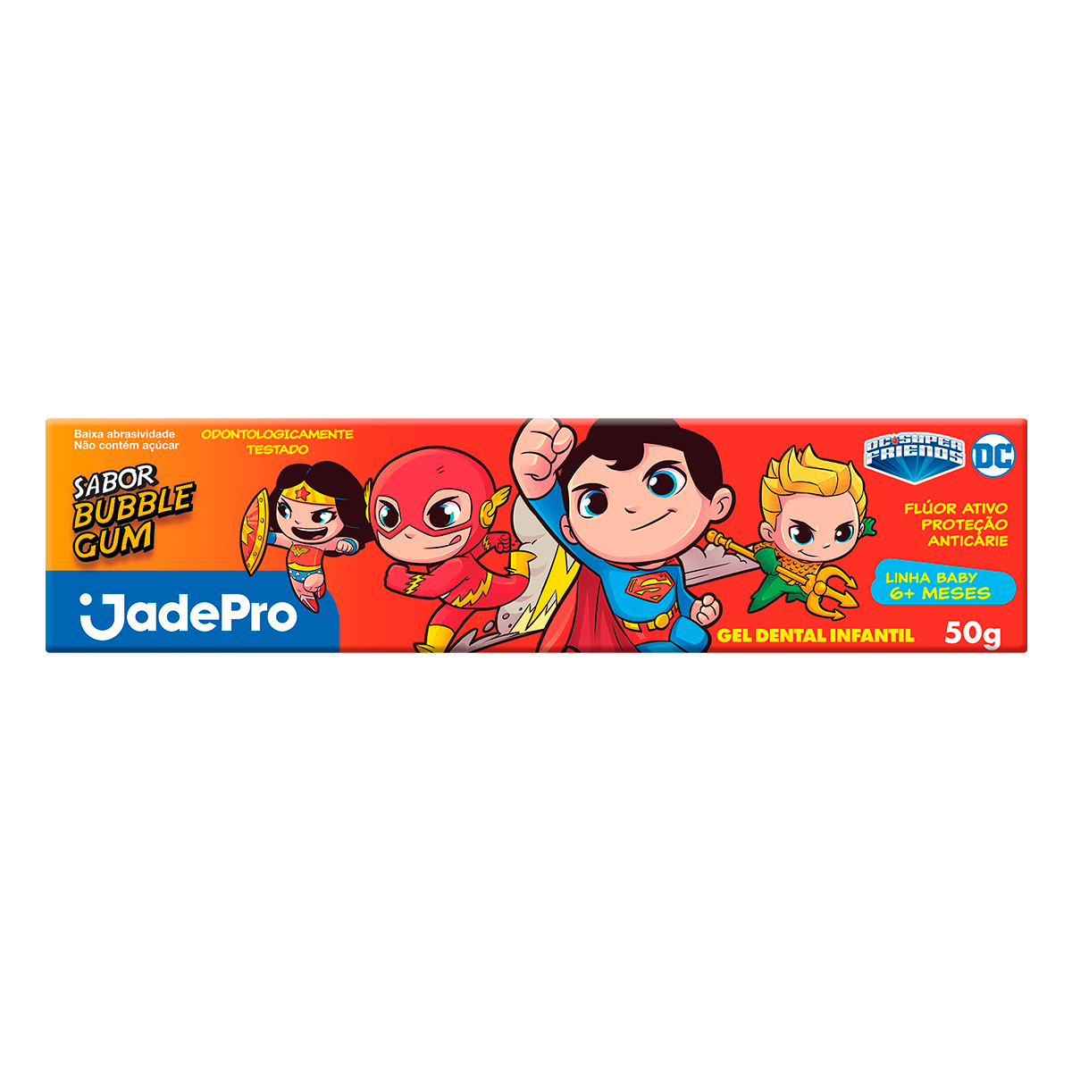 Gel Dental Infantil com Fl&uacute;or Bubble Gum JadePro Caixa 50g