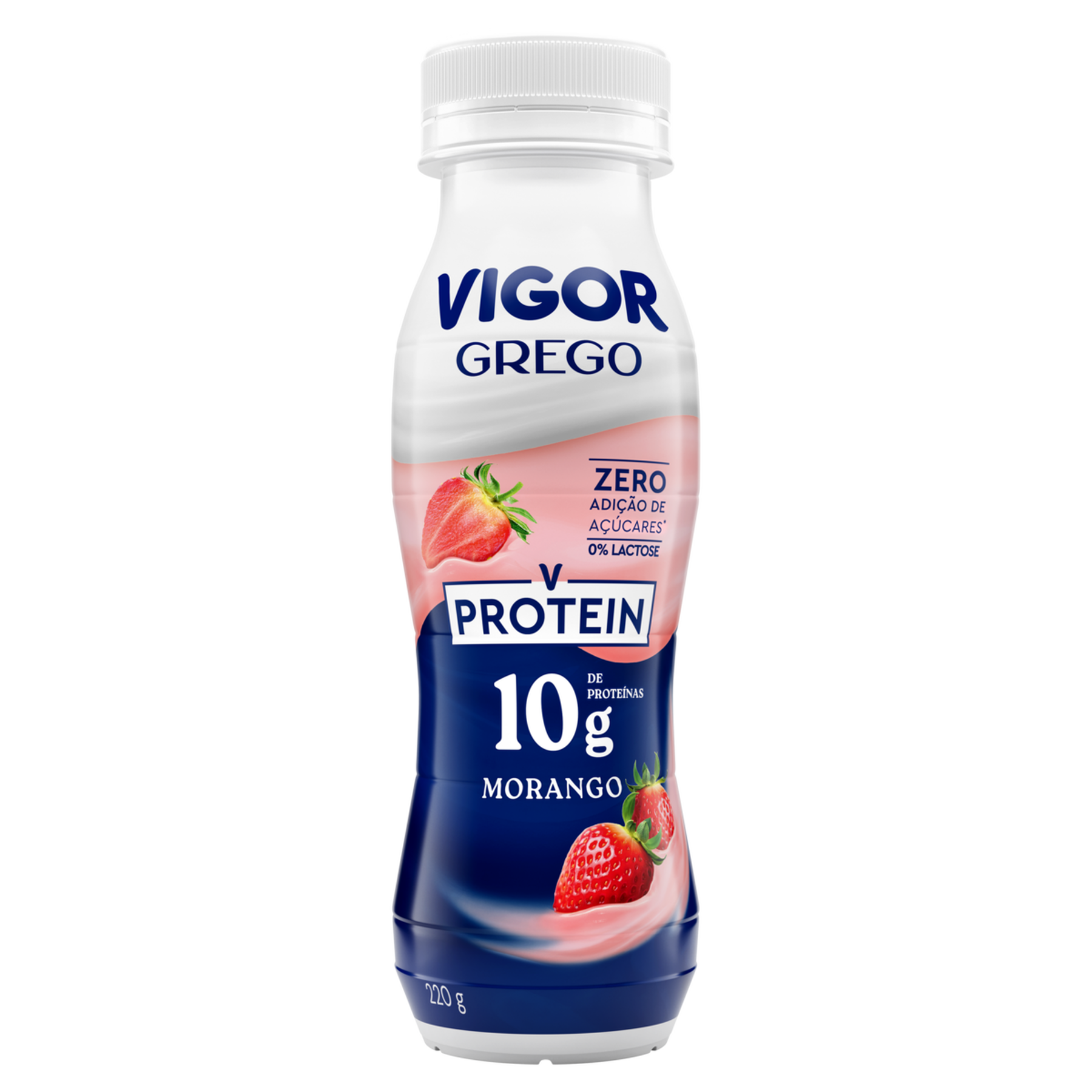 Iogurte Parcialmente Desnatado Grego Morango Zero Vigor Protein Frasco 220g