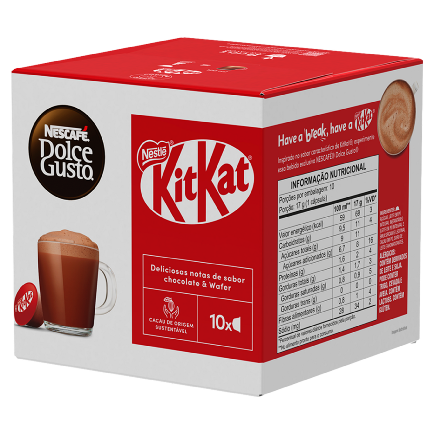 Achocolatado em C&aacute;psula KitKat Nescaf&eacute; Dolce Gusto Caixa C/10 Unidades