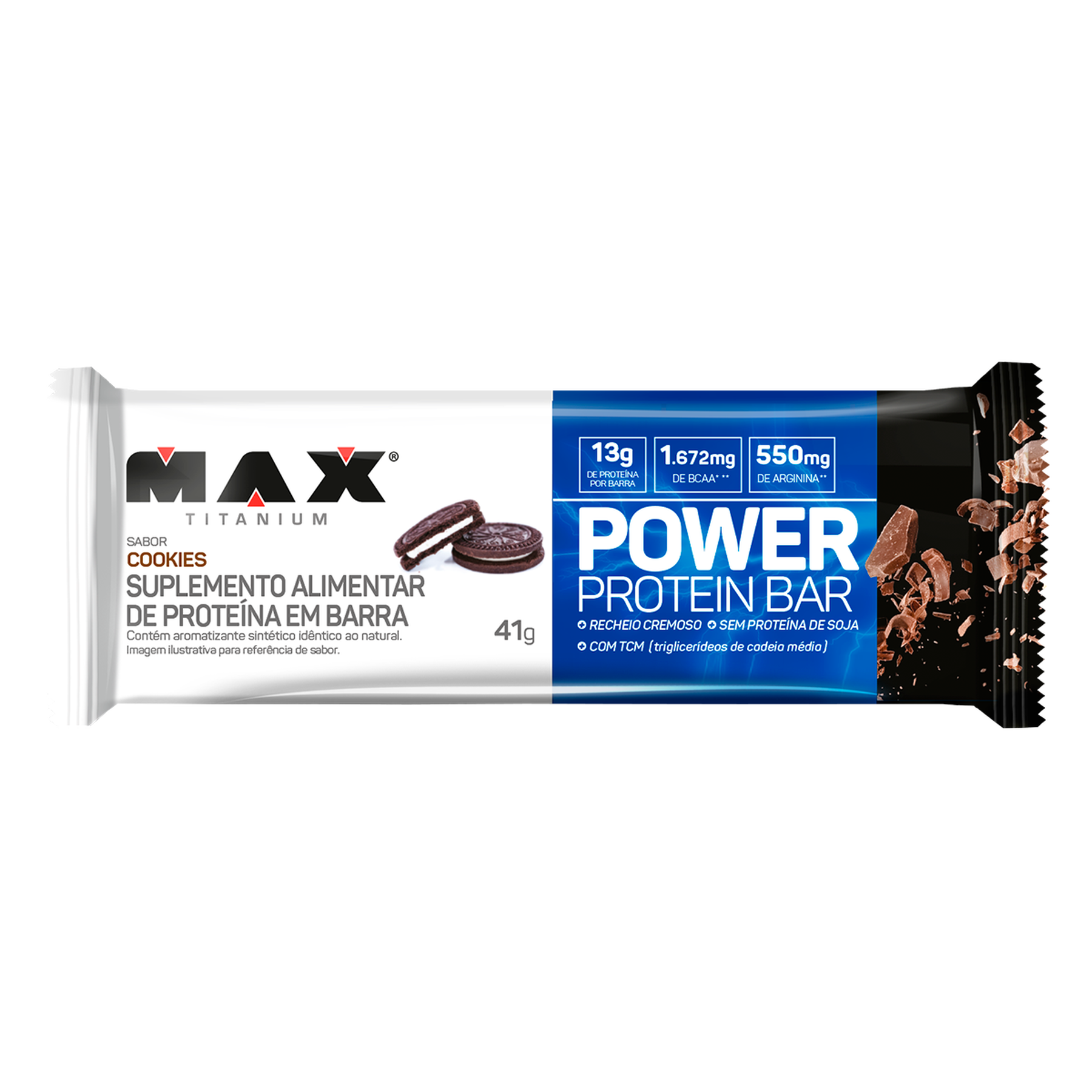 Barra Prote&iacute;na Cookies Max Titanium Power Protein Bar Pacote 41g