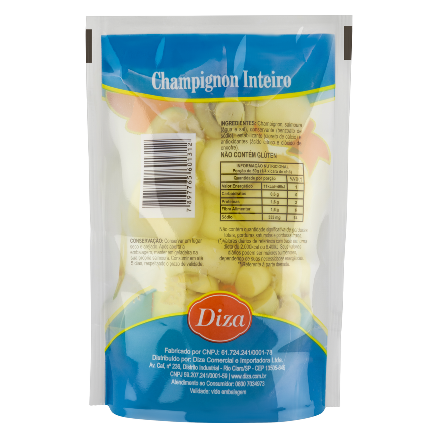 Cogumelo Champignon em Conserva Inteiro Diza Sachê 100g