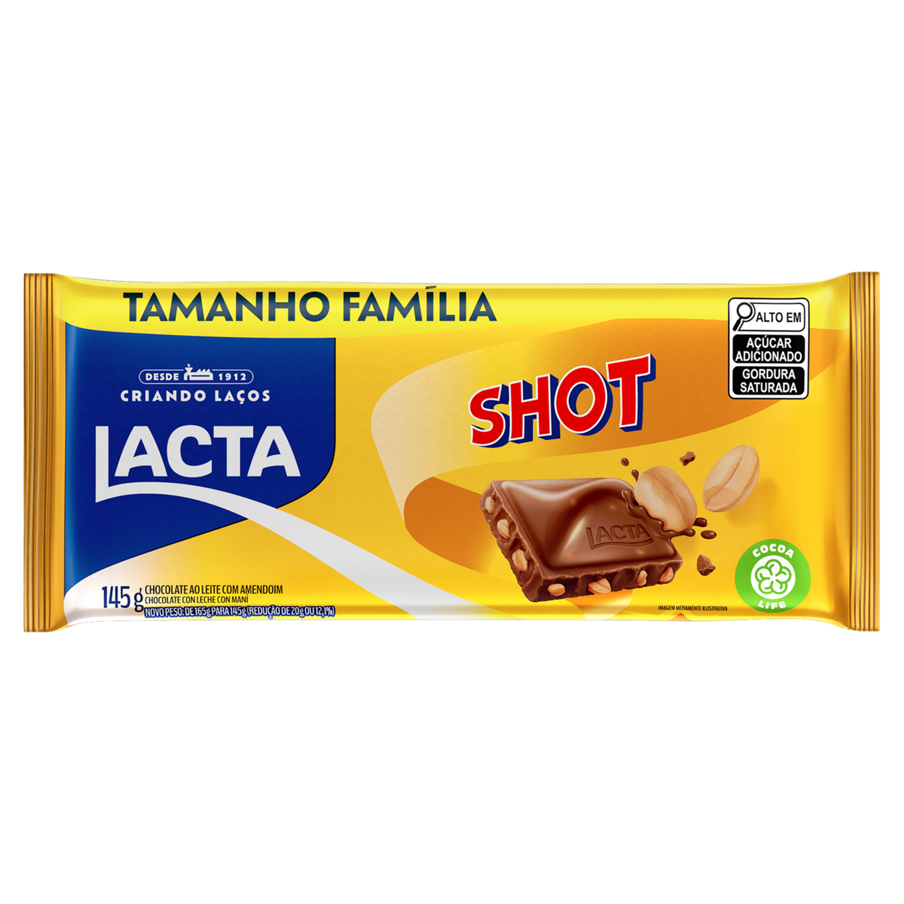 Chocolate ao Leite com Amendoim Lacta Shot Pacote 145g