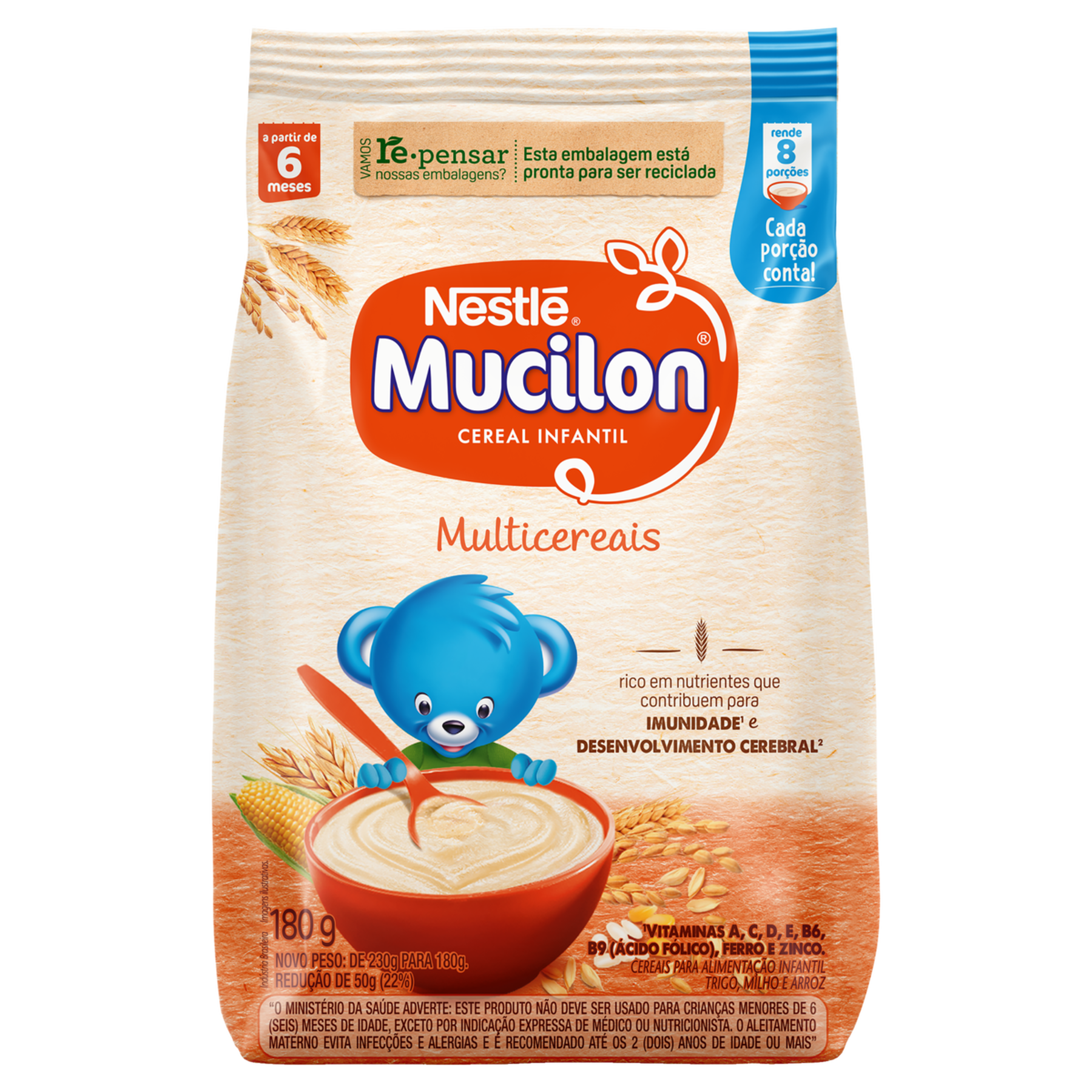 Cereal Infantil Multicereais Mucilon Nestlé Pacote 180g