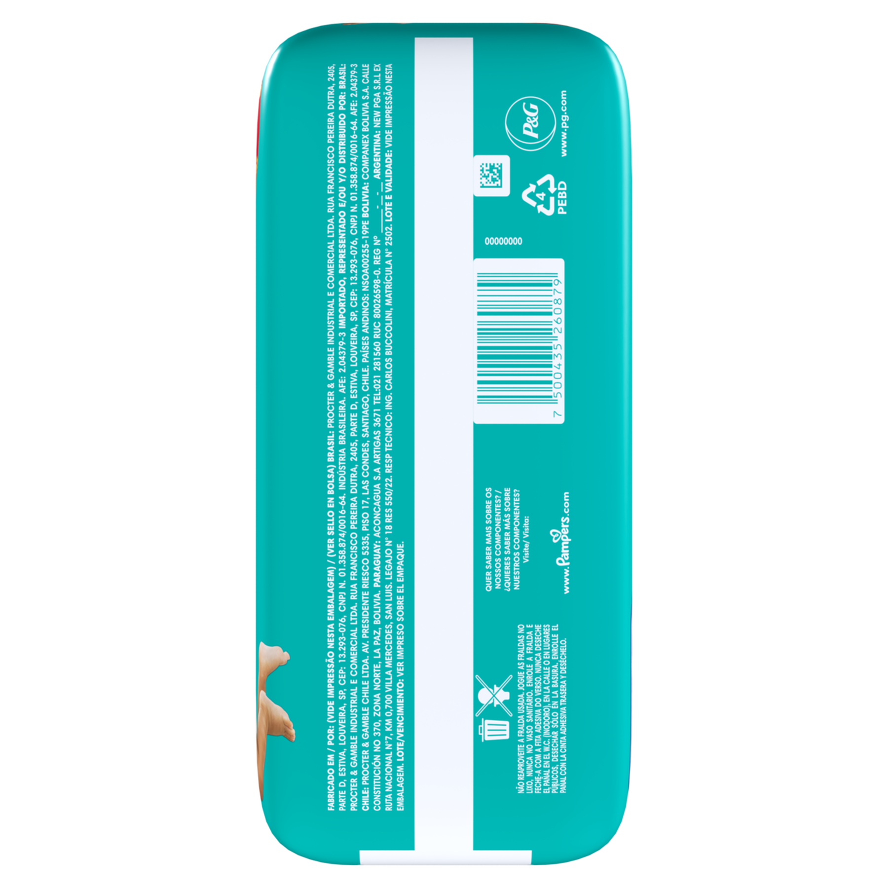 Fralda Descart&aacute;vel Infantil Pants Ajuste Total Pampers M Pacote C/30 Unidades