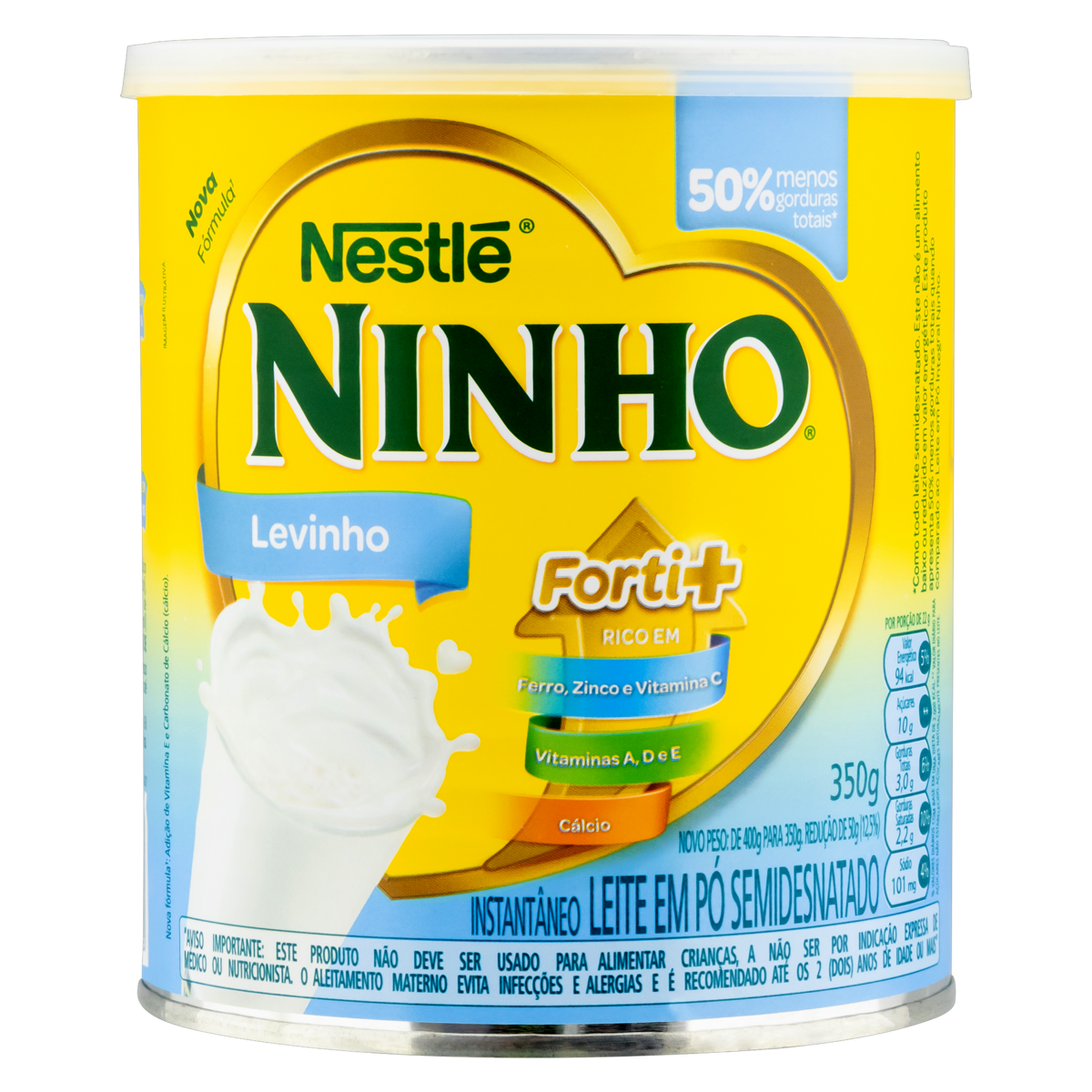 Leite em Pó Instantâneo Semidesnatado Levinho Ninho Forti+ Nestlé Lata 350g