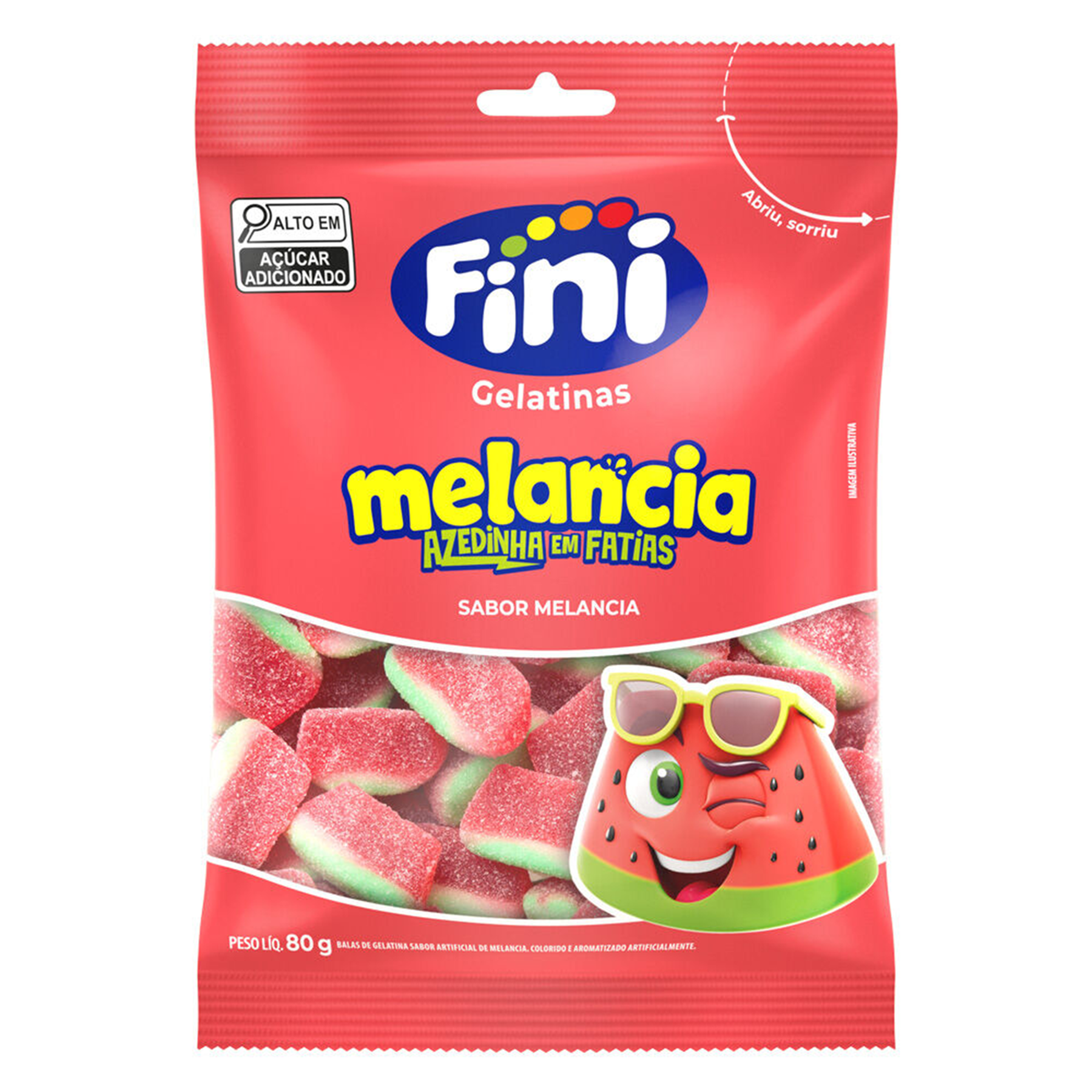 Bala de Gelatina Fini Melancia Azedinha Pacote 80g&nbsp;