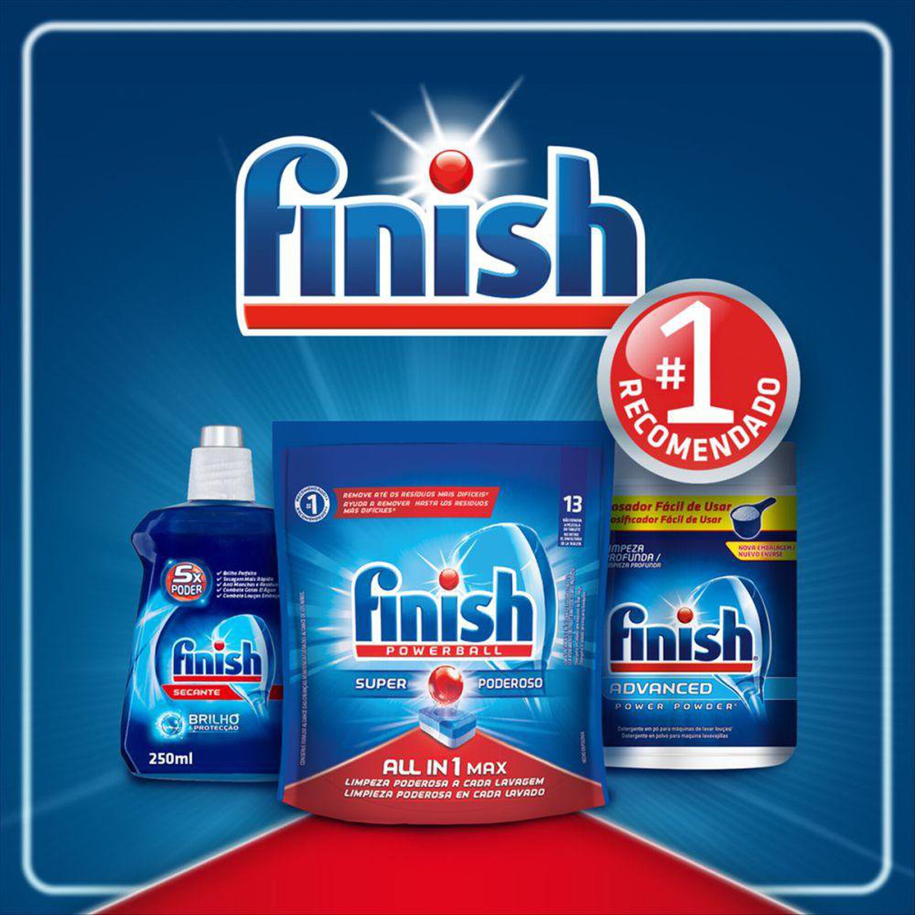 Detergente em Pó para Máquina de Lavar Louças Finish Power Powder Advanced Pote 1kg