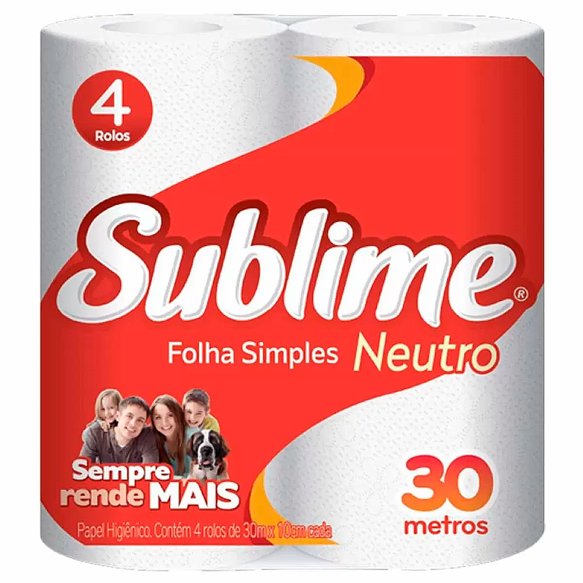 Papel Higi&ecirc;nico Folha Simples Neutro Sublime C/4 Unidades