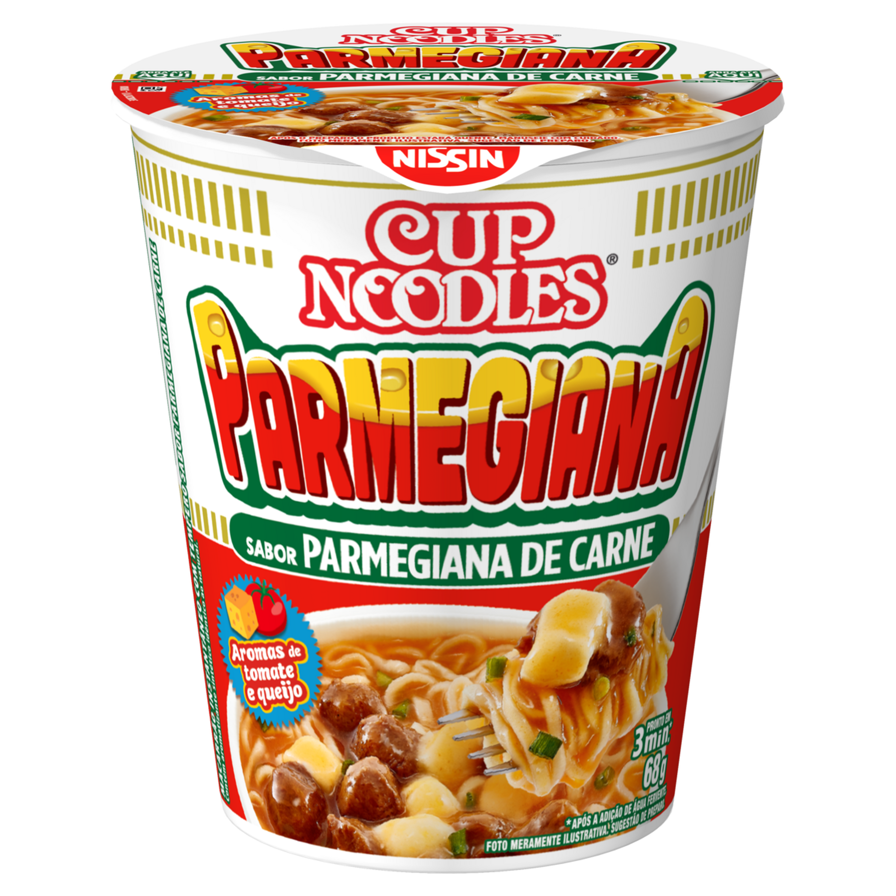 Macarr&atilde;o Instant&acirc;neo Parmegiana de Carne Cup Noodles Copo 68g&nbsp;