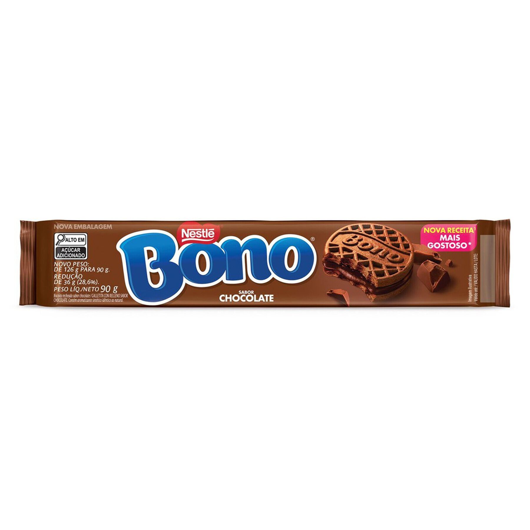 Biscoito Recheio Chocolate Bono Nestl&eacute; Pacote 90g&nbsp;