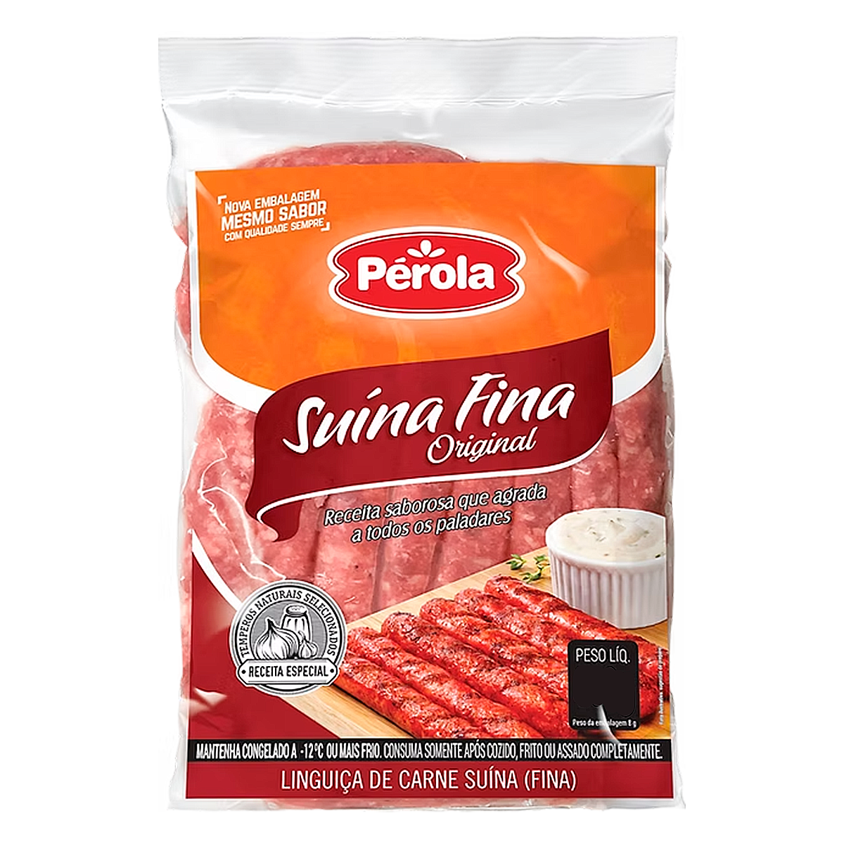 Lingui&ccedil;a Su&iacute;na Fina Original P&eacute;rola aprox. 840g