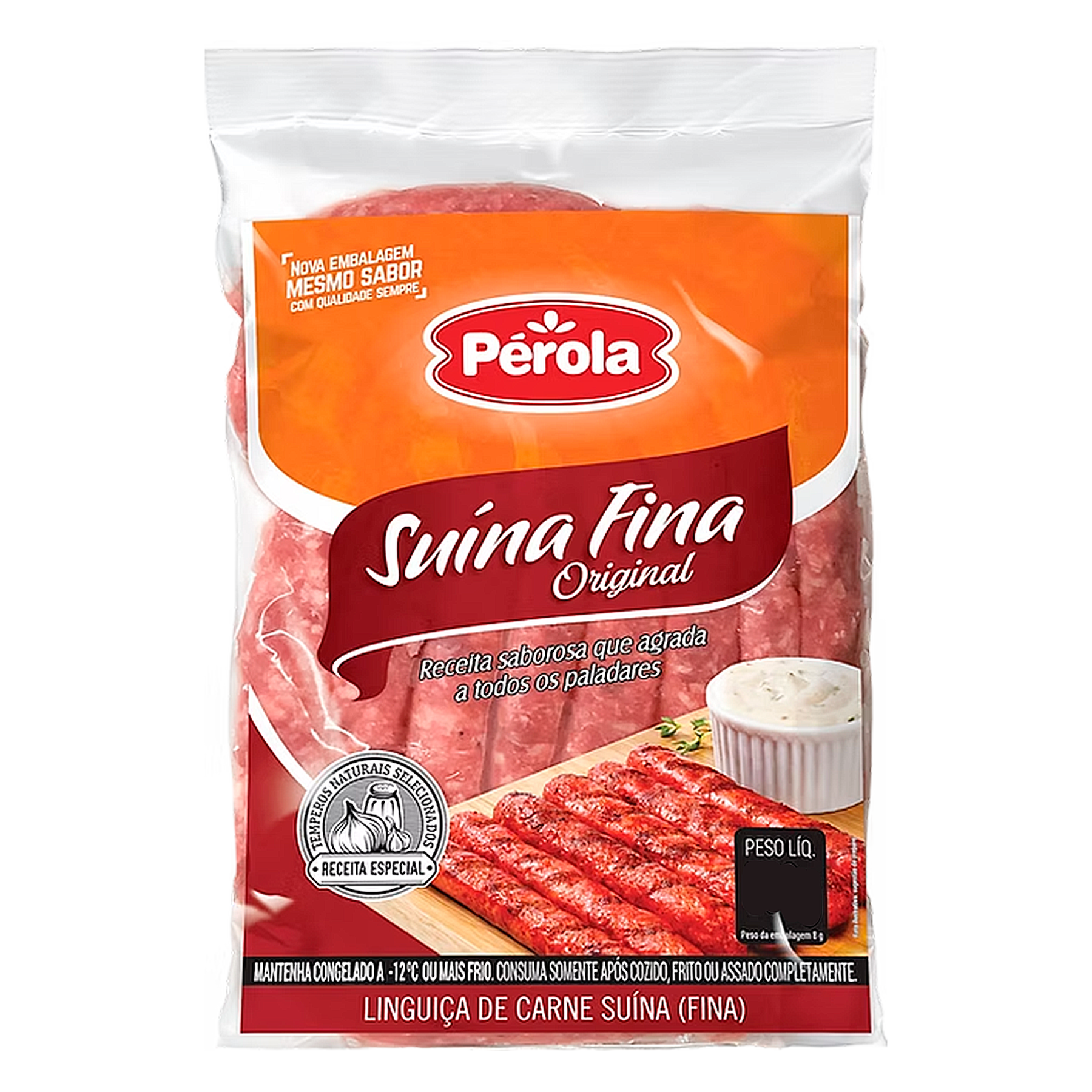 Lingui&ccedil;a Su&iacute;na Fina Original P&eacute;rola aprox. 840g