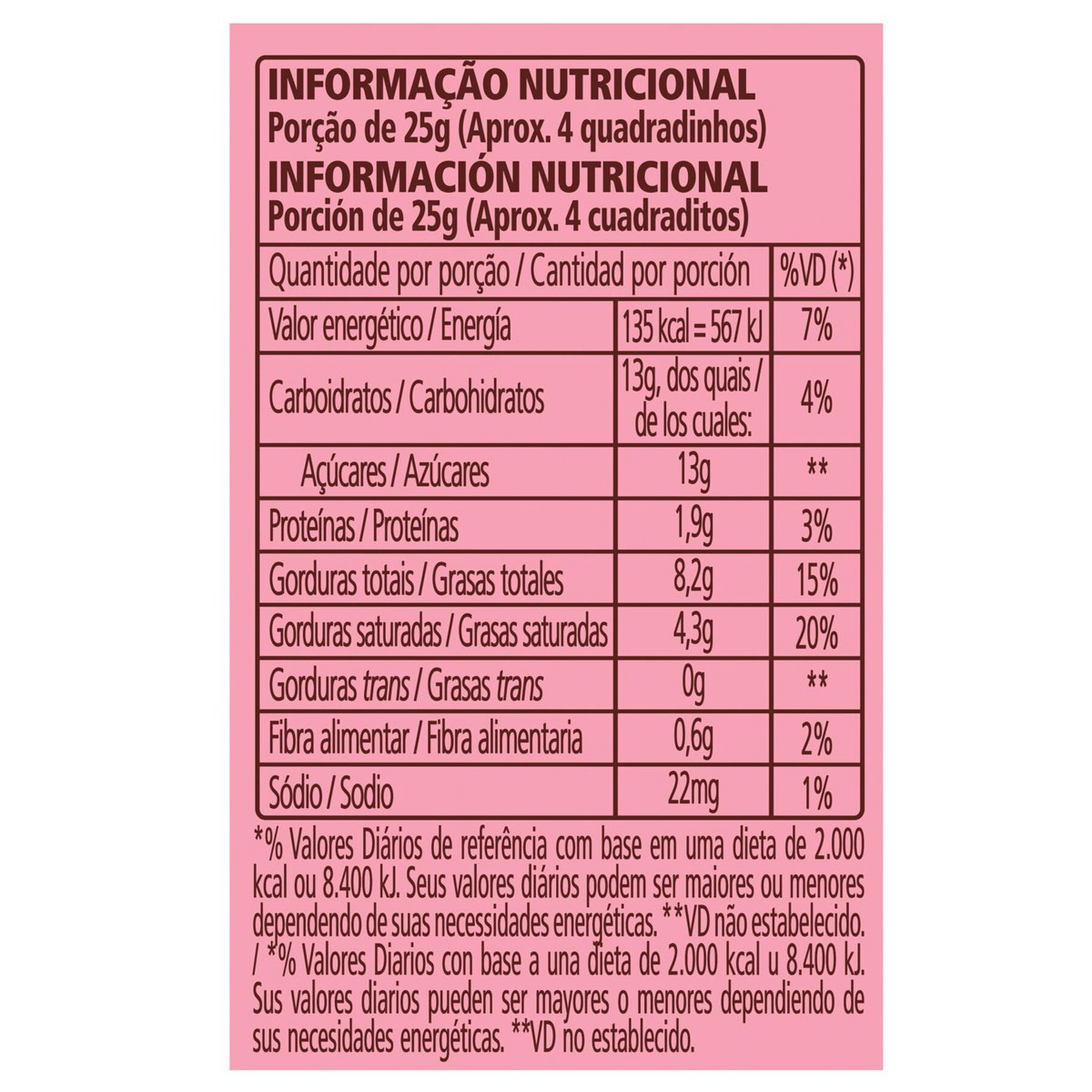 Chocolate ao Leite Recheio Morango Garoto Talento Pacote 85g