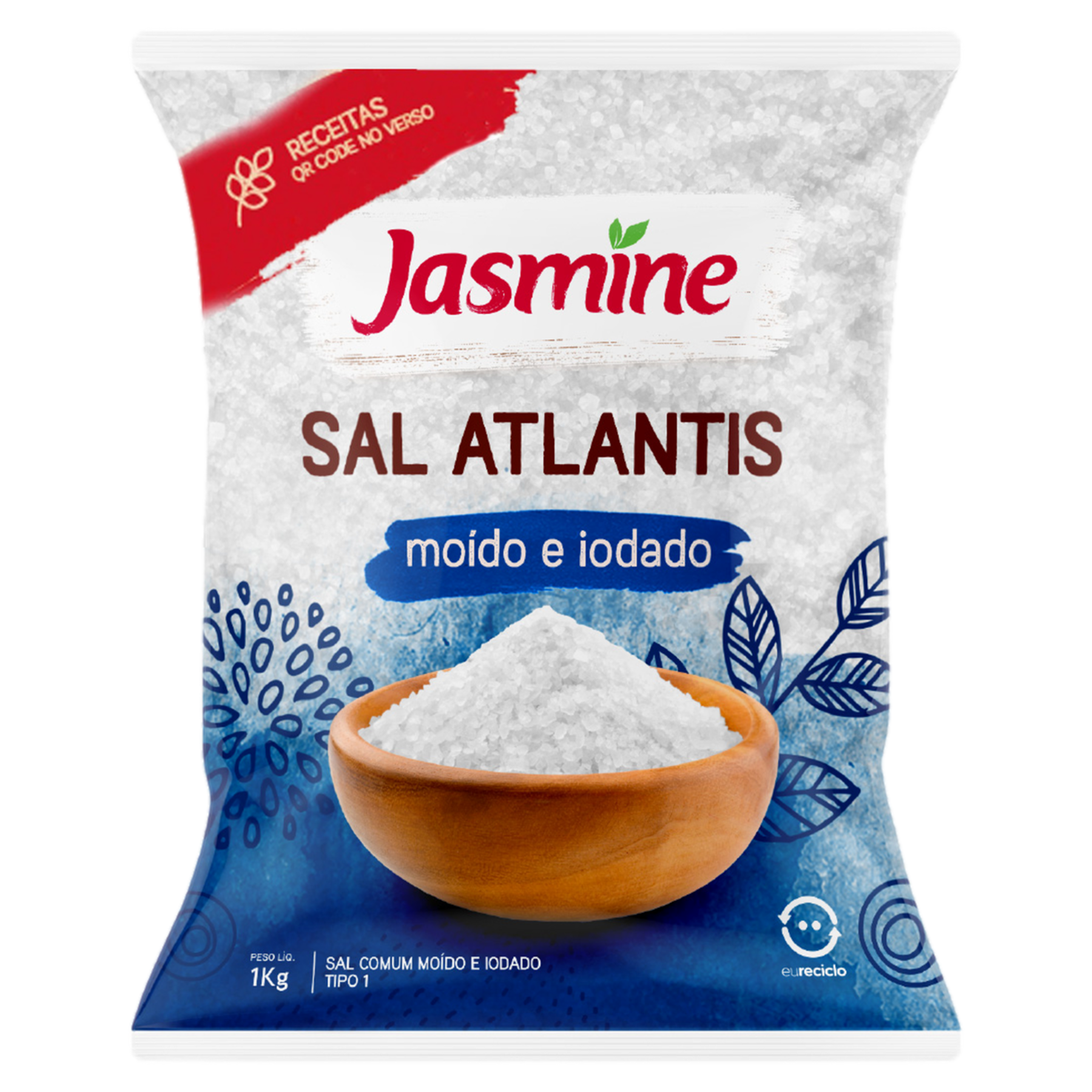 Sal Marinho Moído Jasmine Atlantis Pacote 1kg