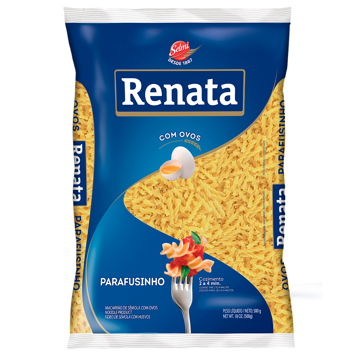 Macarr&atilde;o de S&ecirc;mola com Ovos Parafusinho Renata Pacote 500g