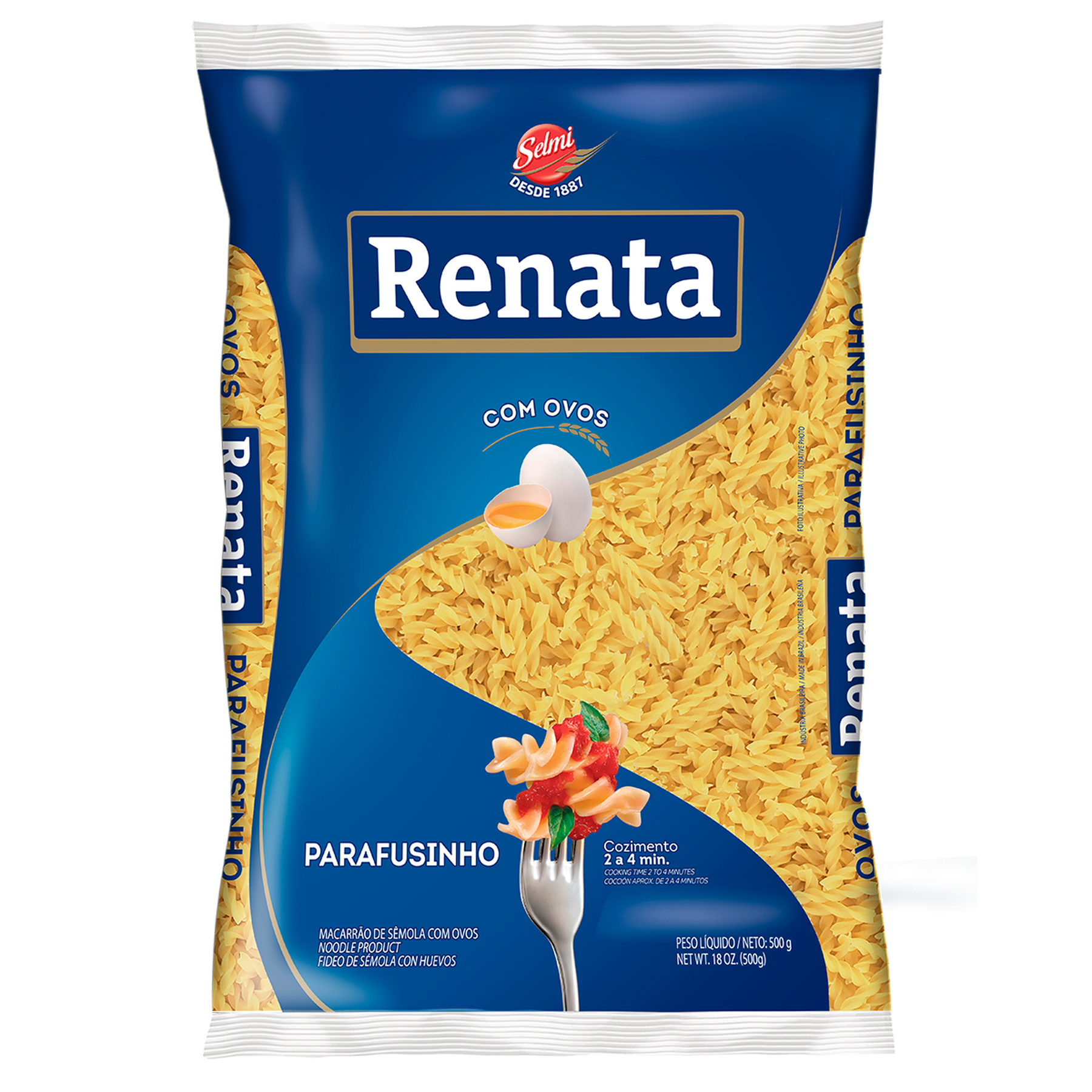 Macarrão de Sêmola com Ovos Parafusinho Renata Pacote 500g